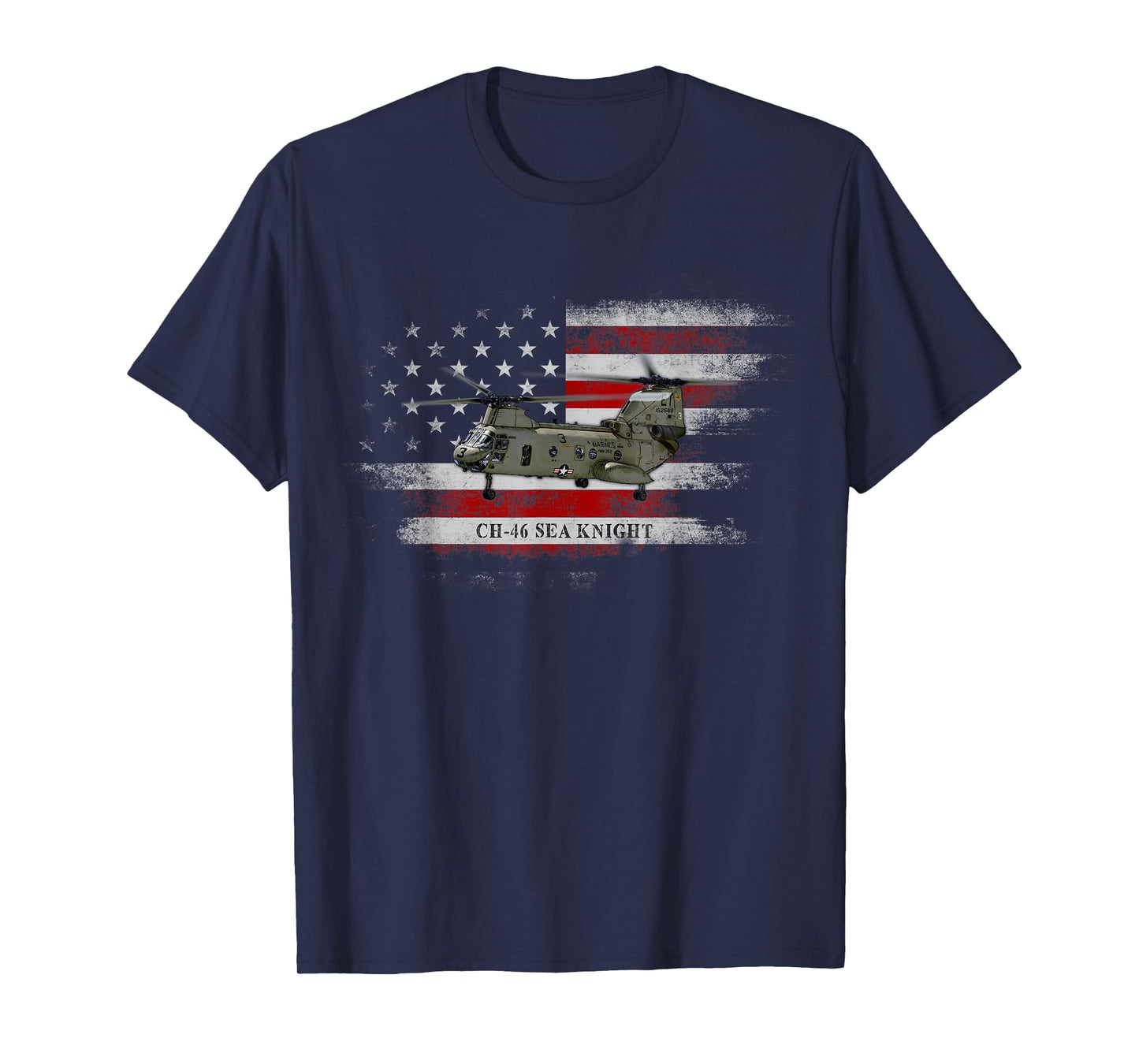 CH-46 Sea Knight Helicopter USA Flag Helicopter Pilot Gifts T-Shirt