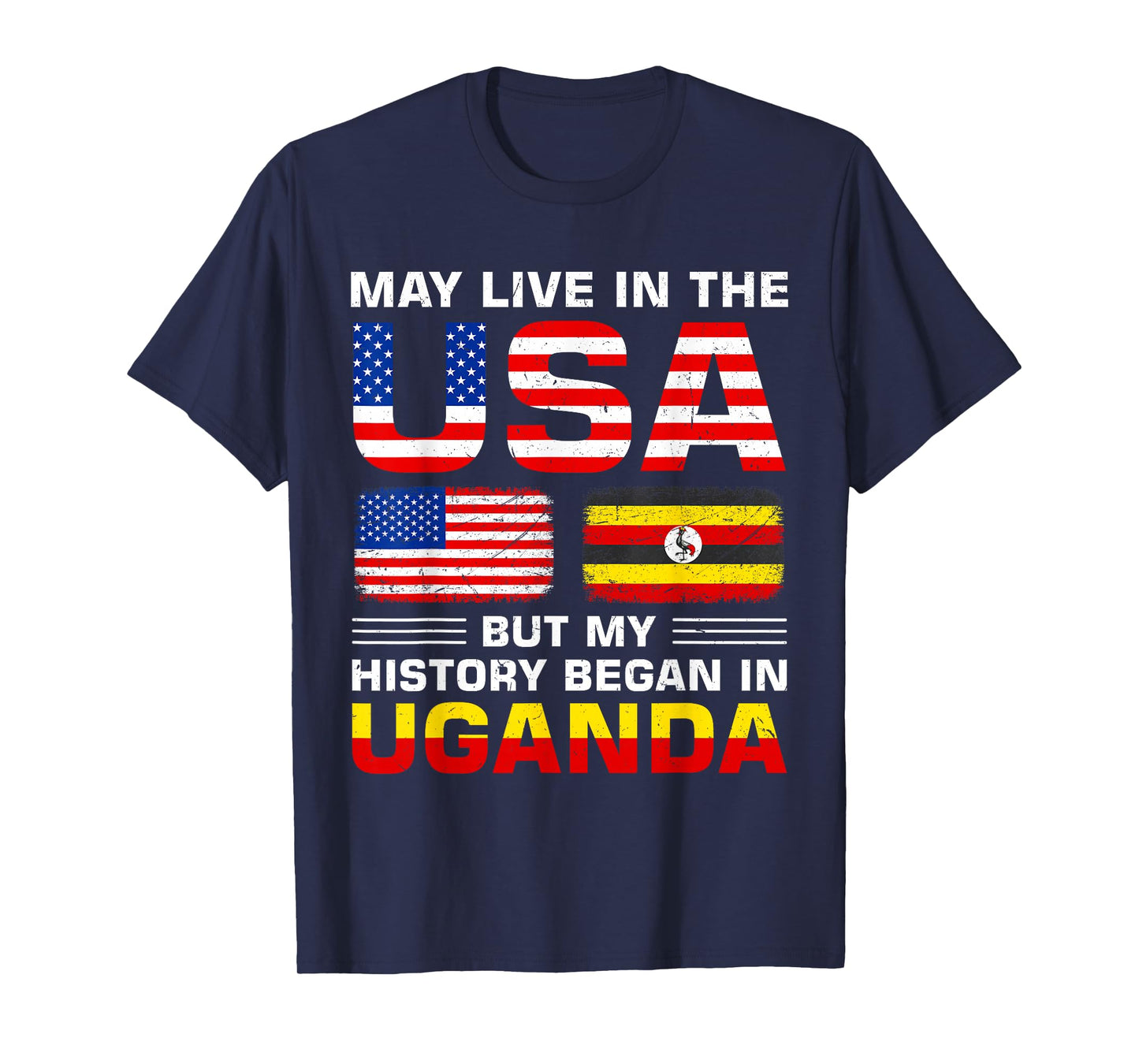 USA Flag America Uganda Flag Ugandan Roots Country T-Shirt