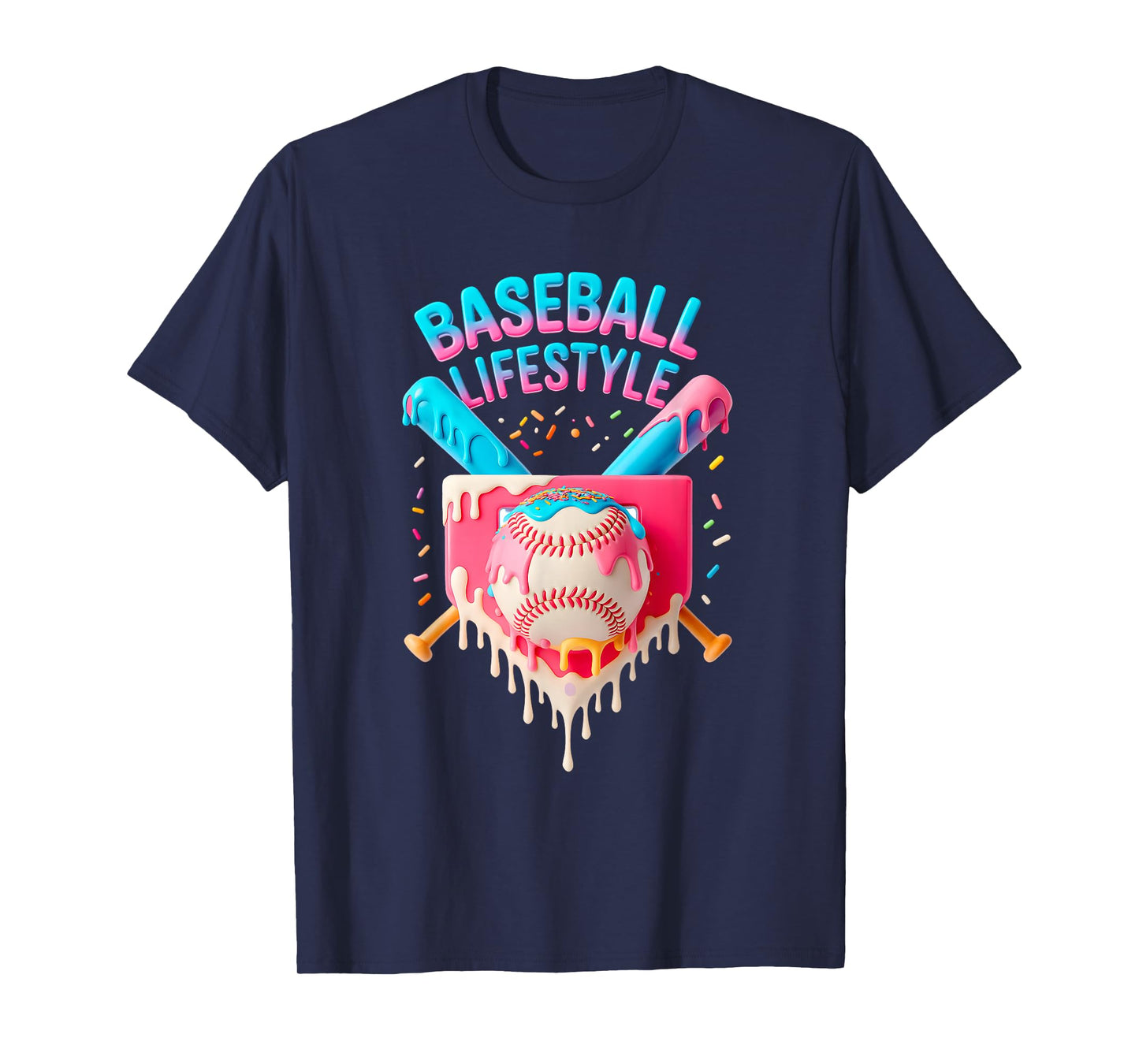 Baseball Lifestyle with Dripping Ice Cream Sprinkles T-Shirt