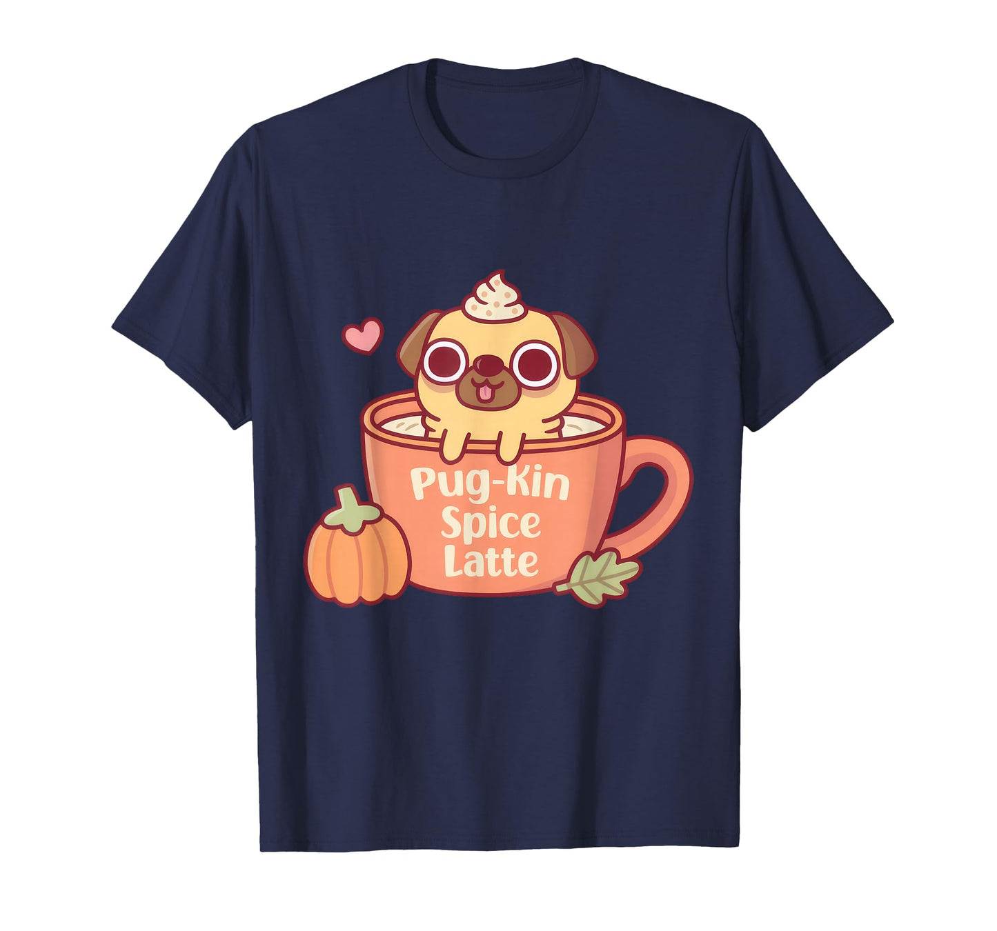 Cute Pug Pugkin Pumpkin Spice Latte Funny Halloween Girl Kid T-Shirt