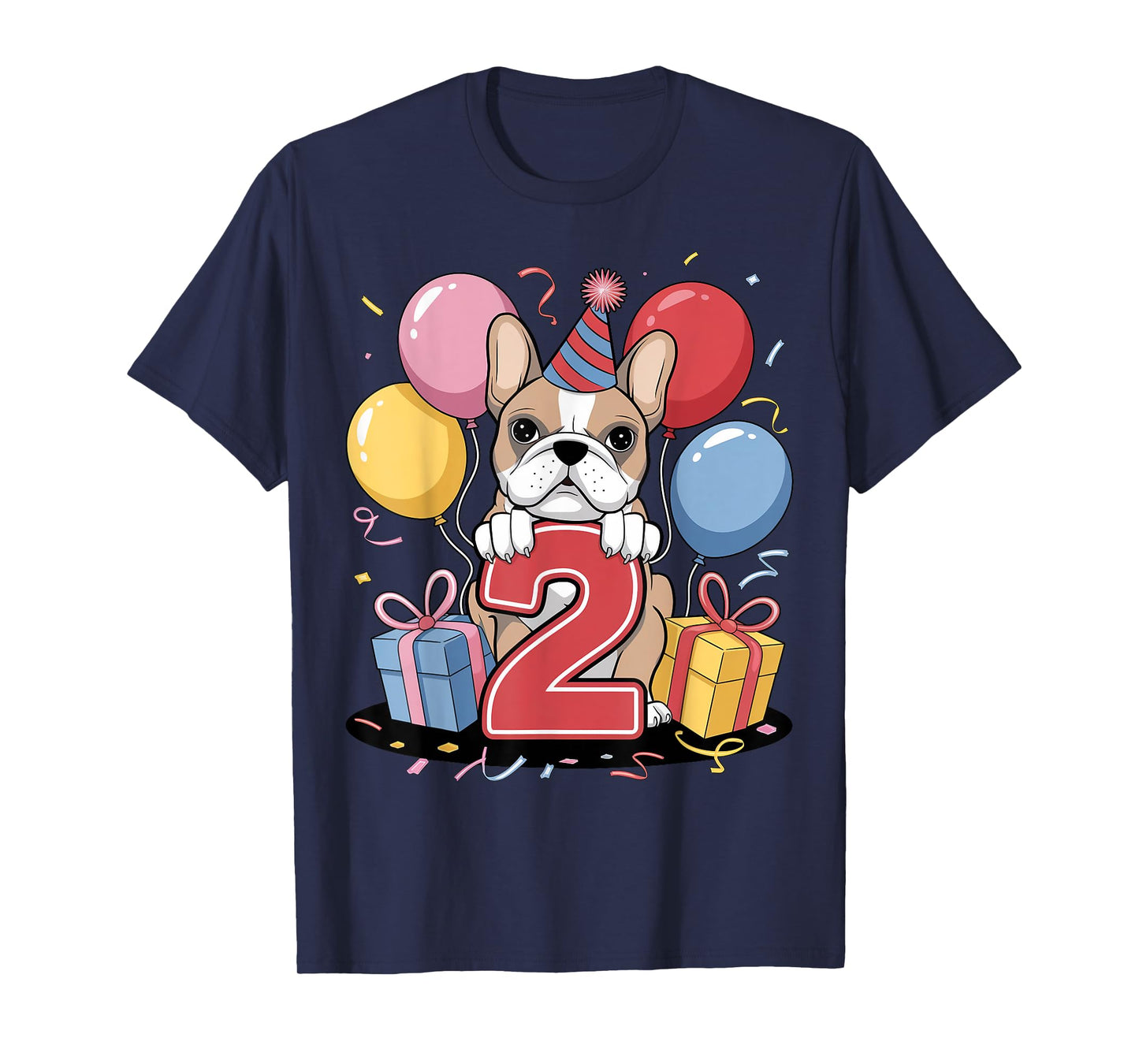 Frenchie dog 2nd birthday kids 2 years two French Bulldog T-Shirt