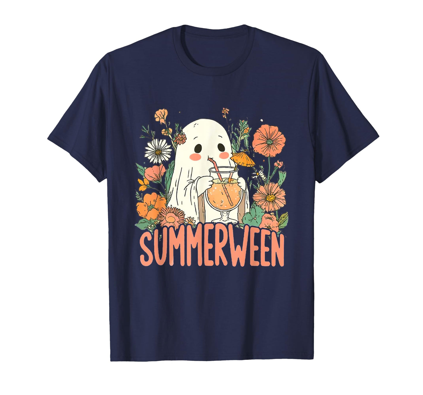 Retro SummerWeen Ghost Summer Halloween T-Shirt