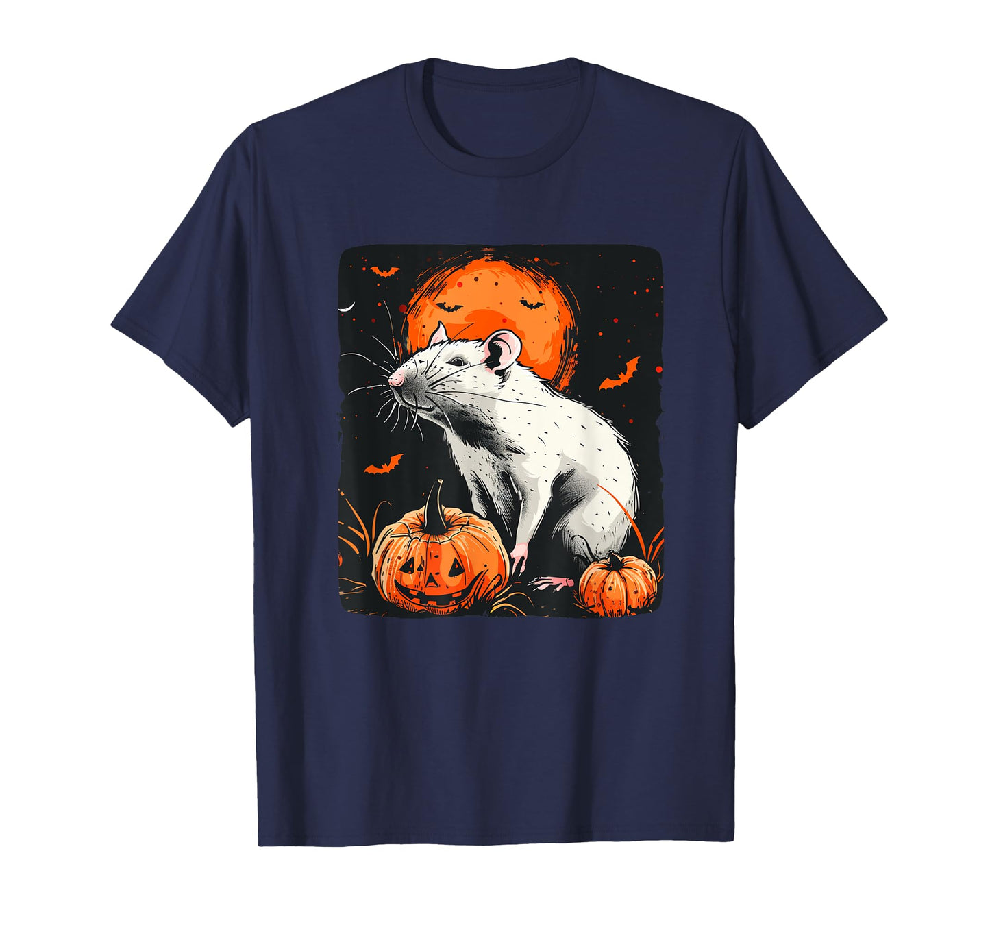 Pretty Halloween Costume with This White Rat and Pumpkin T-Shirt
