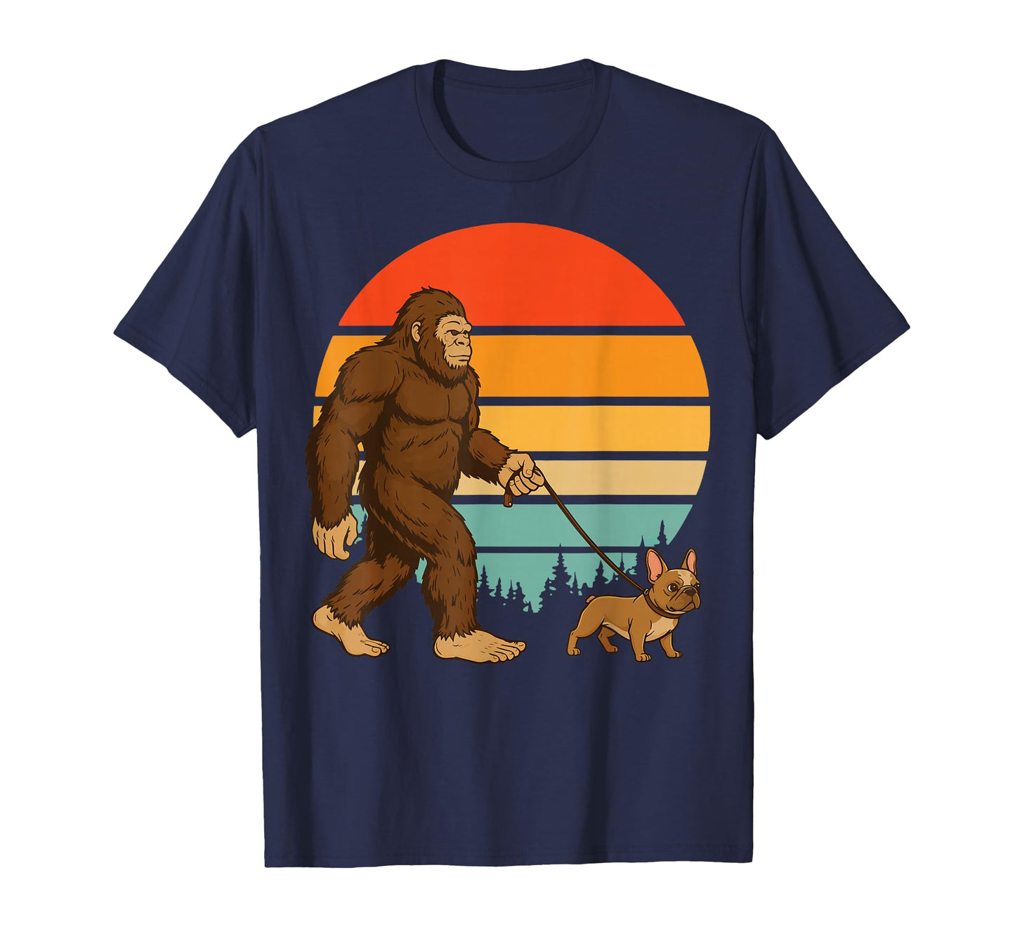 Bigfoot French Bulldog Retro Frenchie T-Shirt