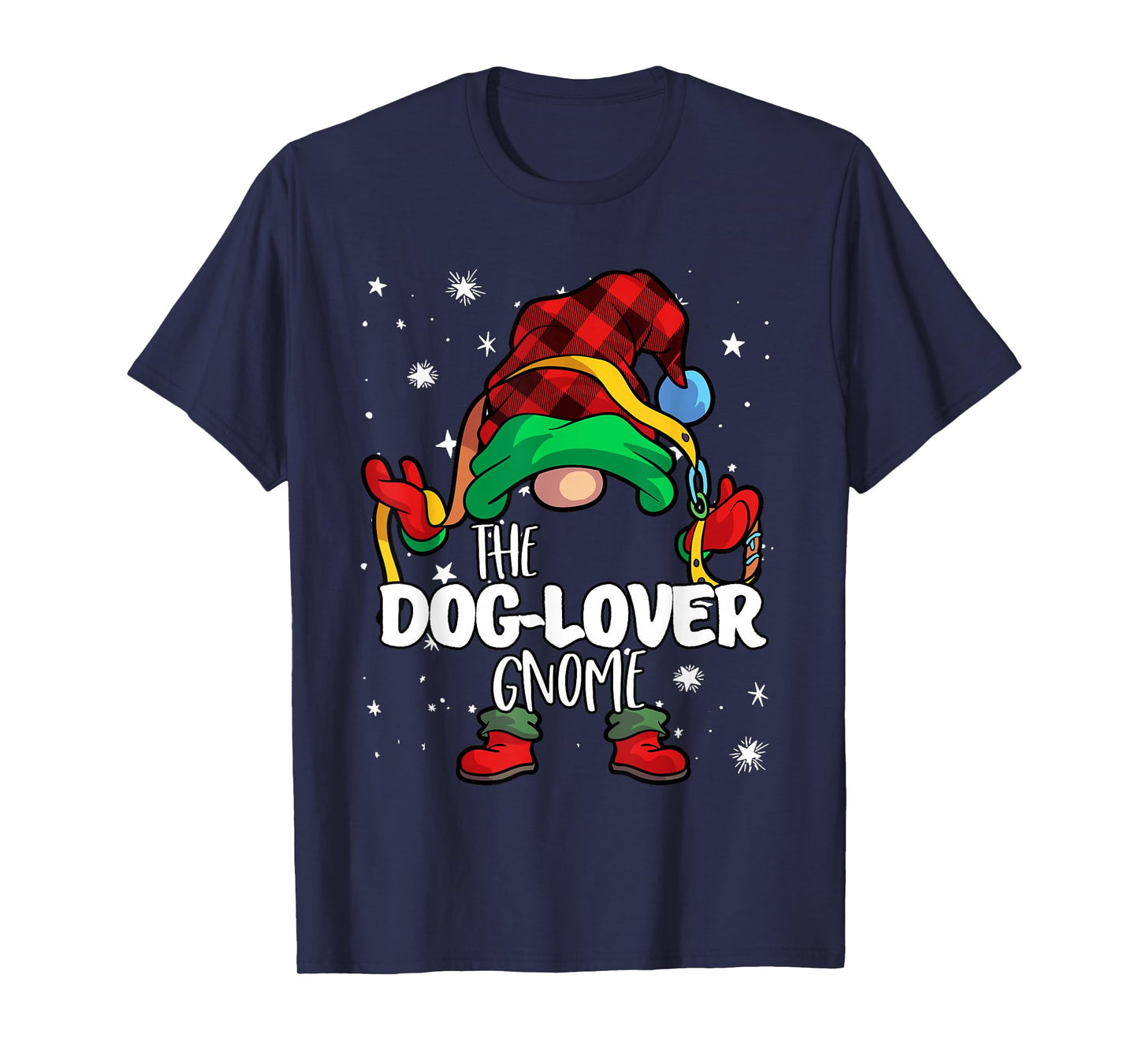 Dog Lover Gnome Red Buffalo Plaid Matching Family Christmas T-Shirt
