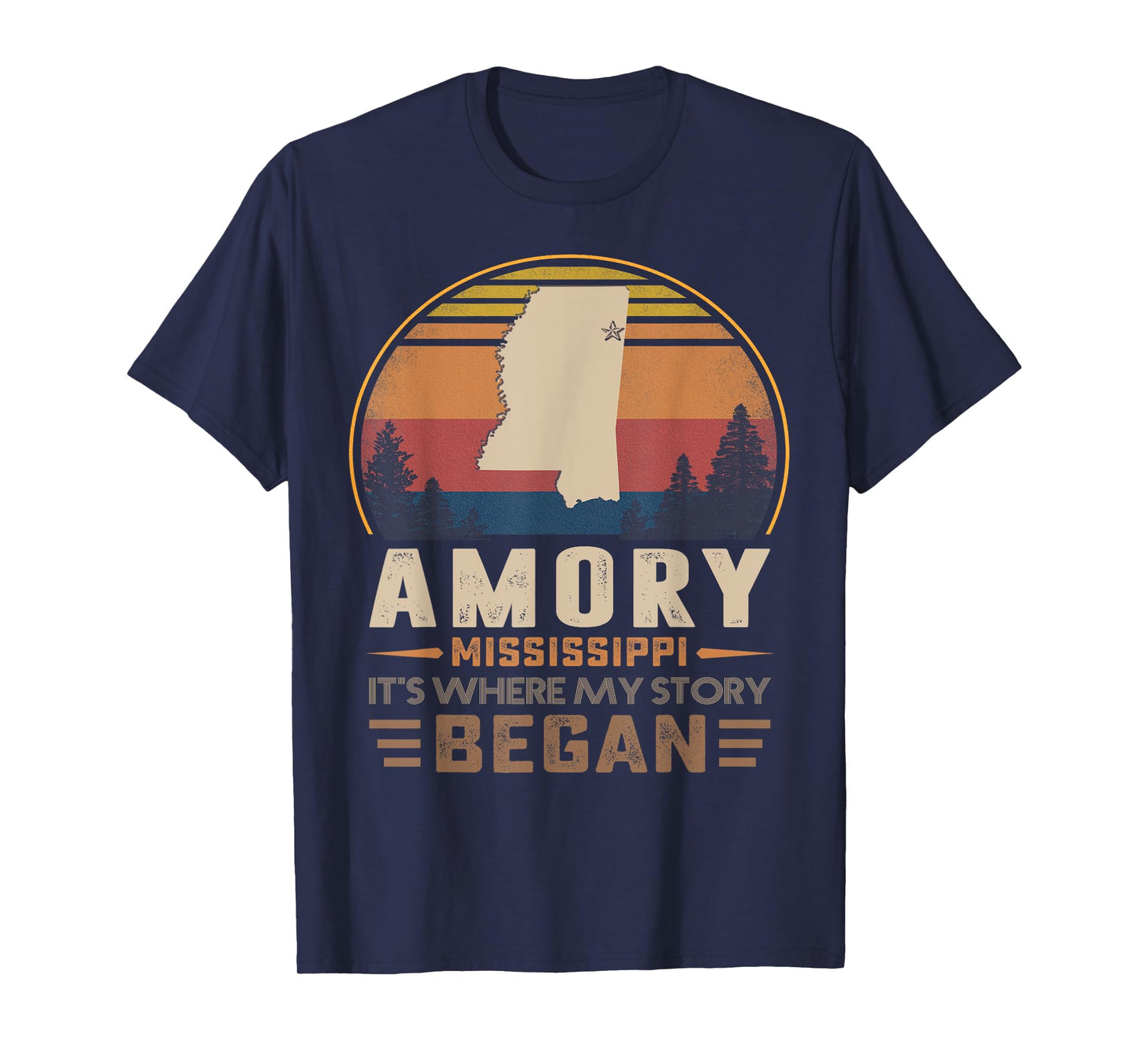 Vintage Amory Mississippi Hometown My Story Began T-Shirt