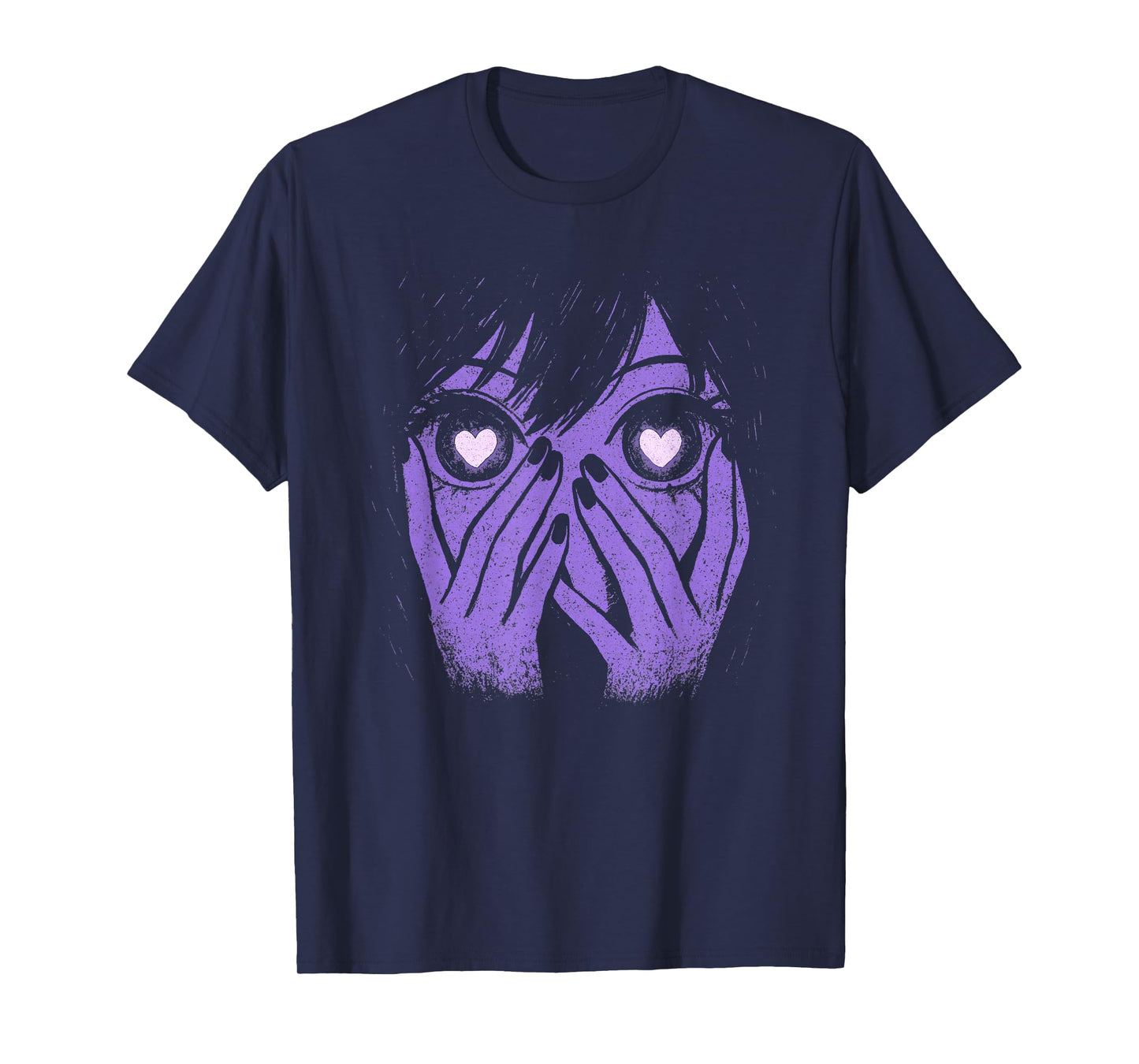 Anime Eyes Girl Hearts Manga Otaku Grunge Alt Goth Aesthetic T-Shirt