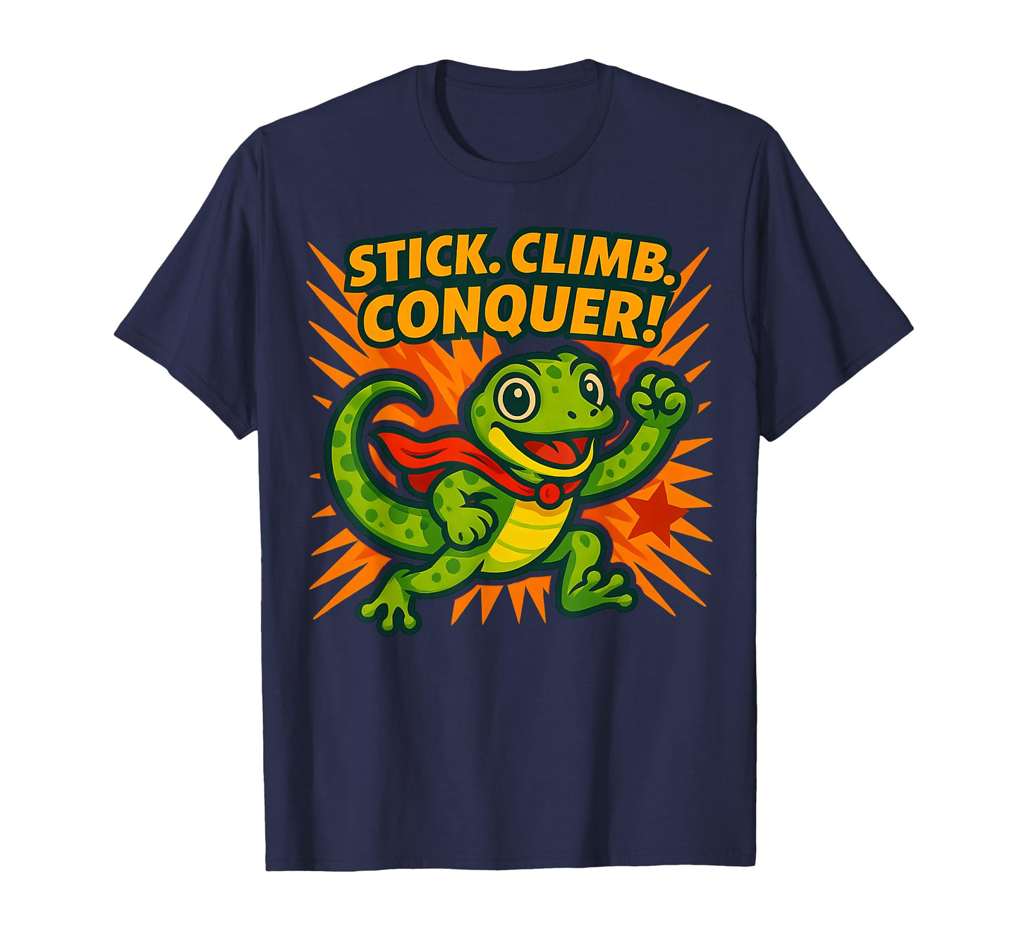 Stick Climb Conquer Gecko Superhero T-Shirt