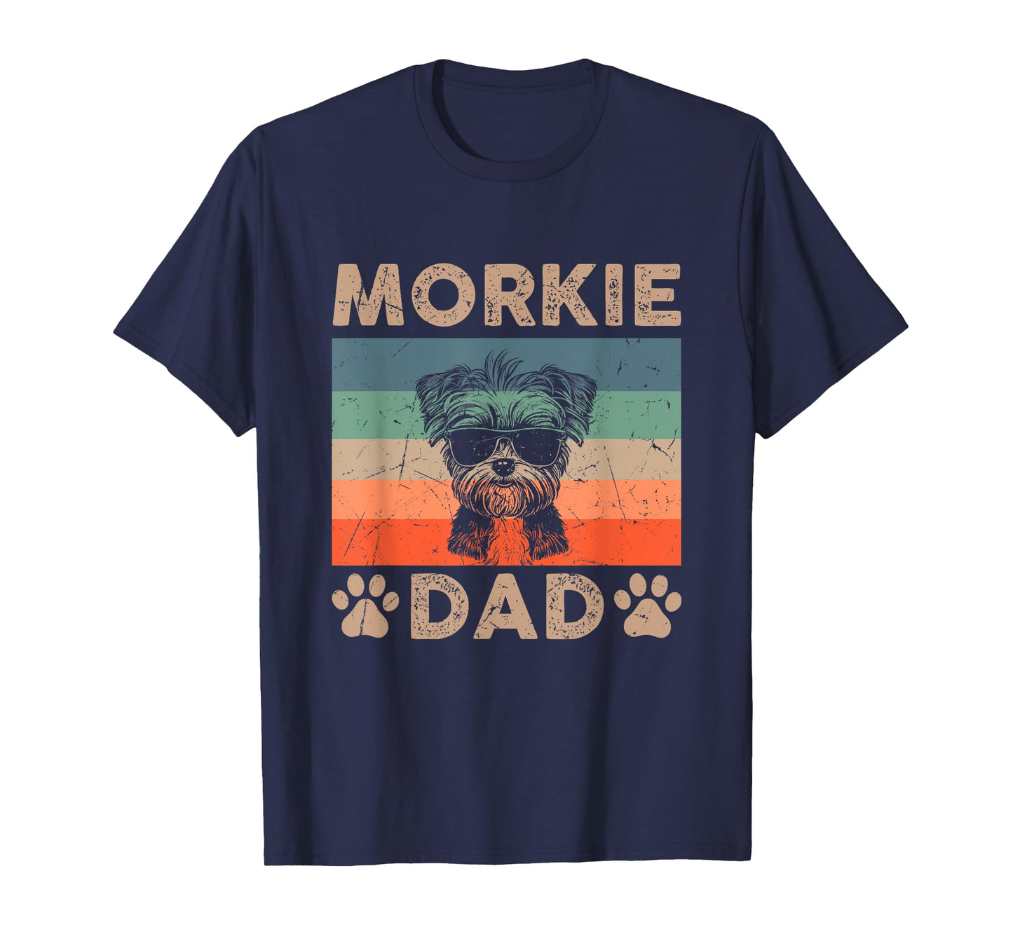 Vintage Morkie Dad Gifts Funny Dog Dad Lover Father's Day T-Shirt for Men Women Kids
