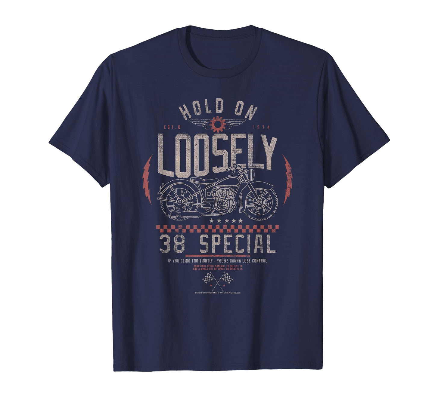 38 Special Hold On Loosely Est. 1974 Vintage Motorcycle Logo T-Shirt