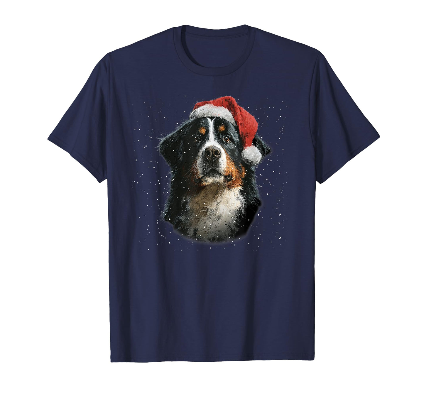 Fun Bernese Mountain Dog Christmas Lights Santa Hat T-Shirt