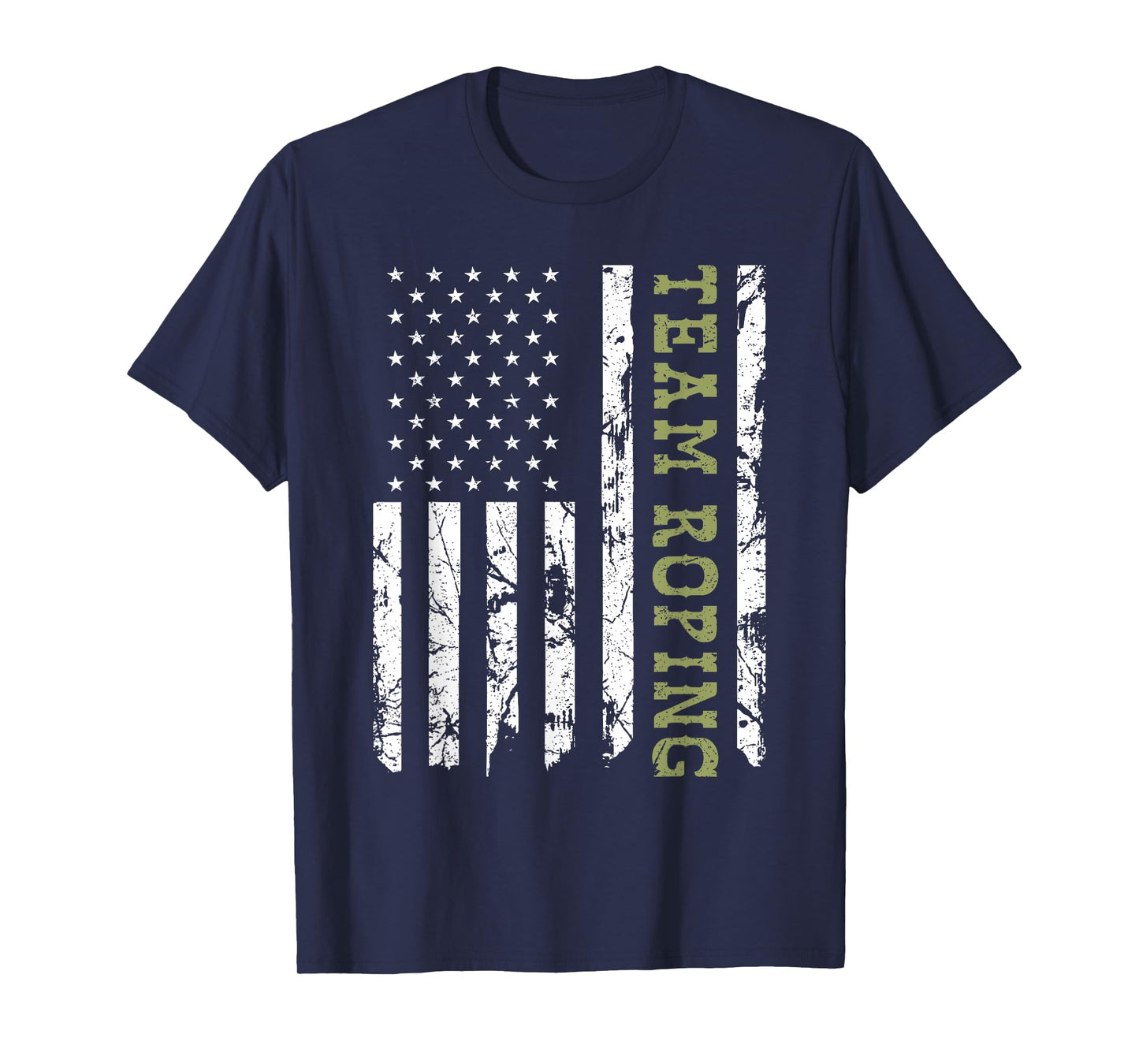 Team Roping Rodeo Vintage American Flag, 4th of July Cowboy T-Shirt