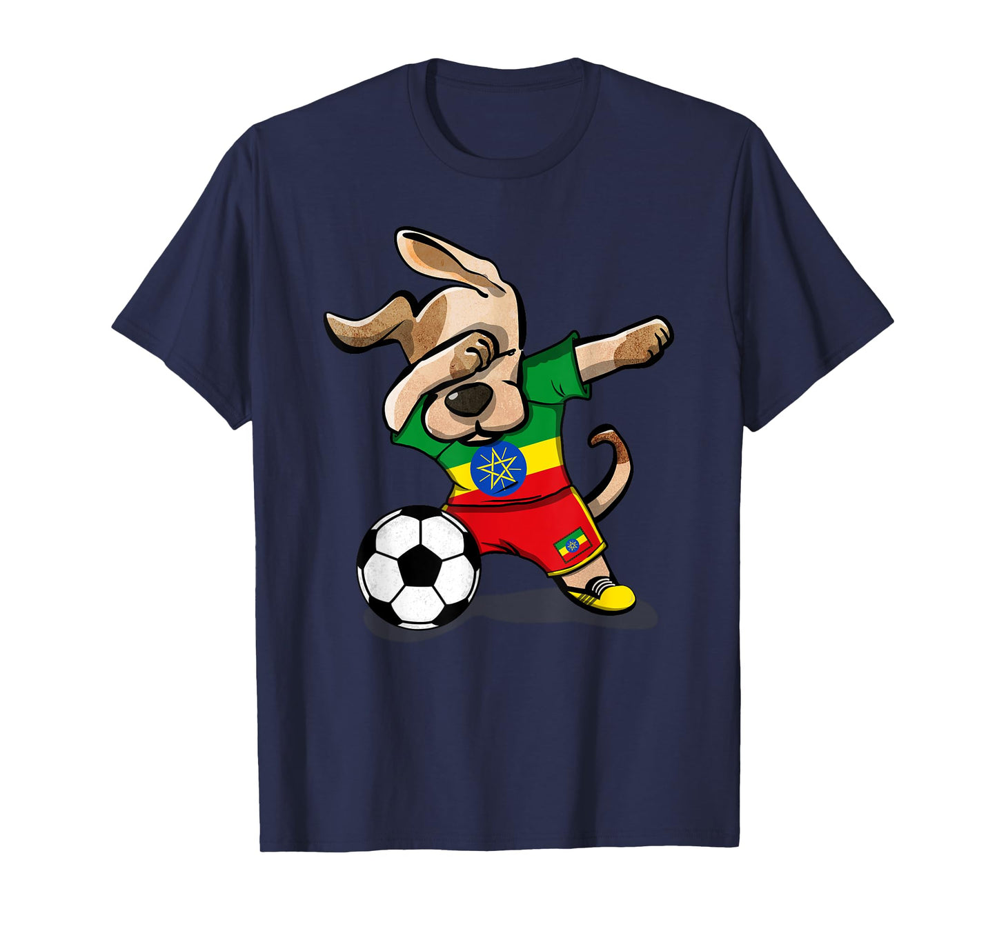 Dabbing Dog Ethiopia Soccer Fans Jersey Ethiopian Football Men Women Girls Kids T-Shirt
