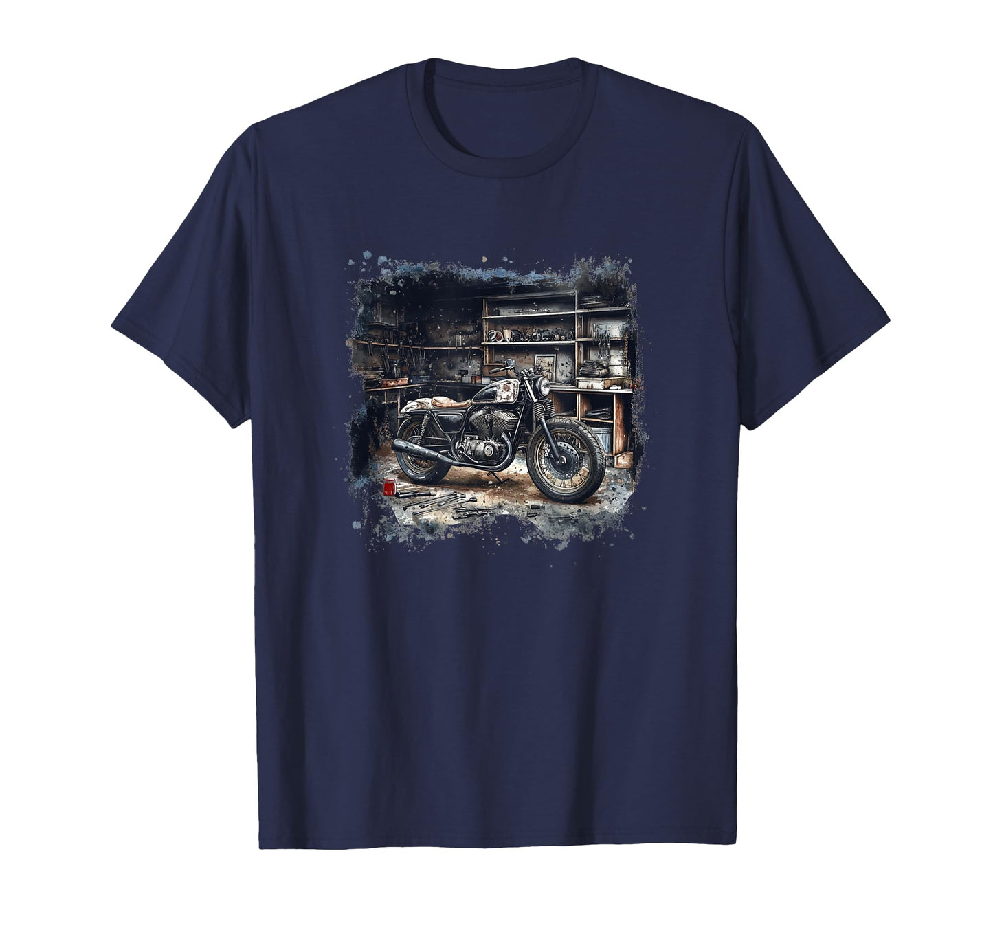 Motorcycle Graphic in Workshop for USA Bikes Lovers T-Shirt