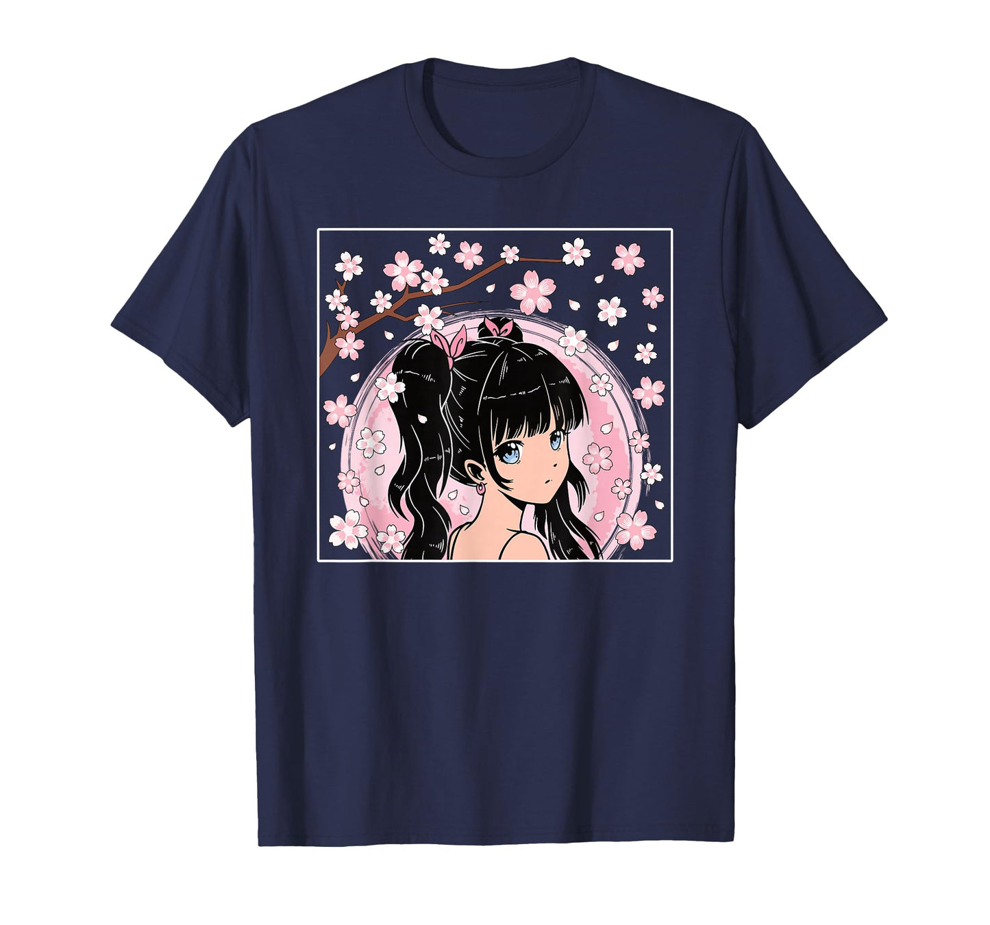 Japanese Anime Girl Manga Otaku Cherry Blossom Women Girls T-Shirt