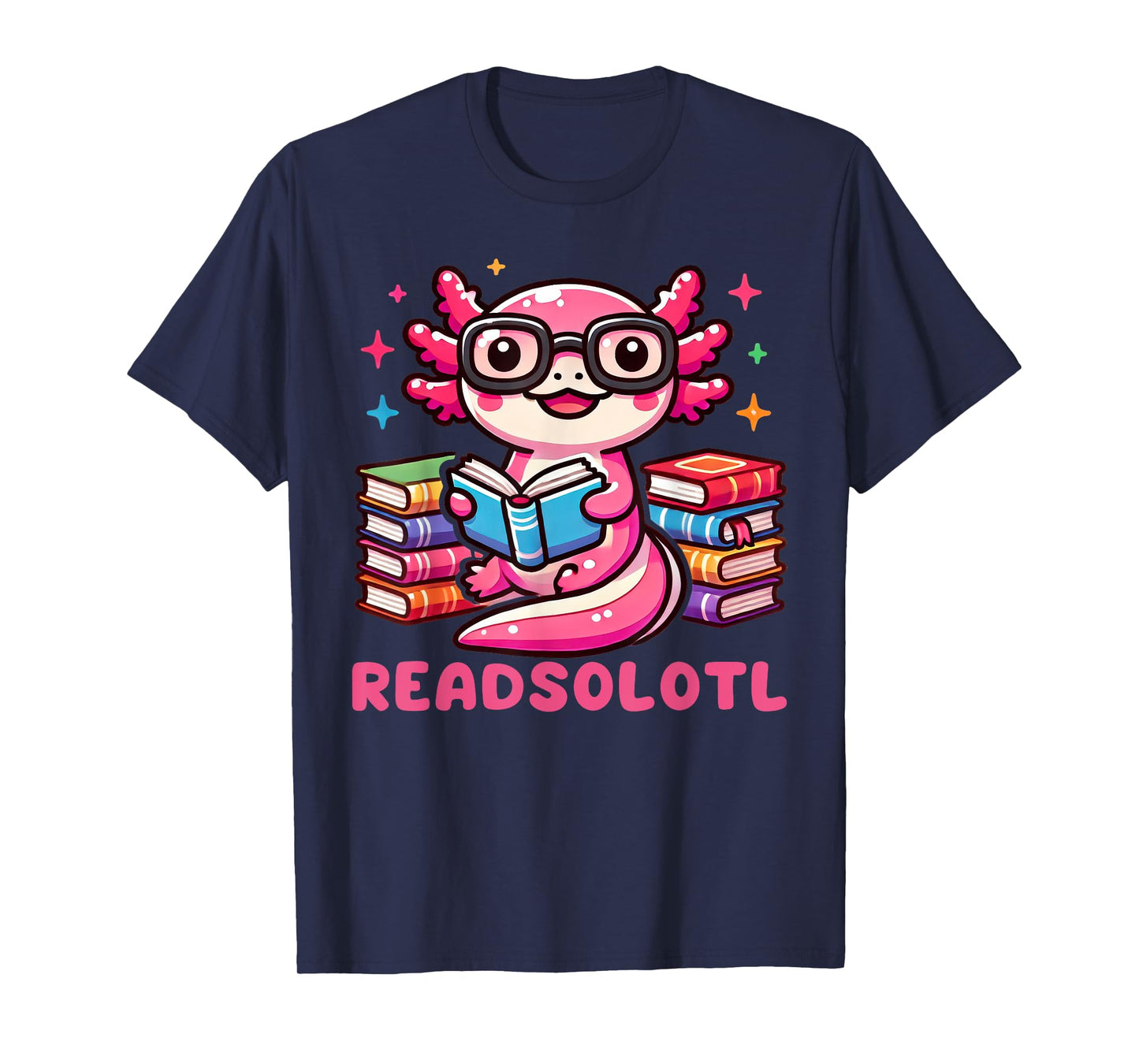 Kawaii Axolotl Readsolotl Book Lover Reading Bookworm Girls T-Shirt
