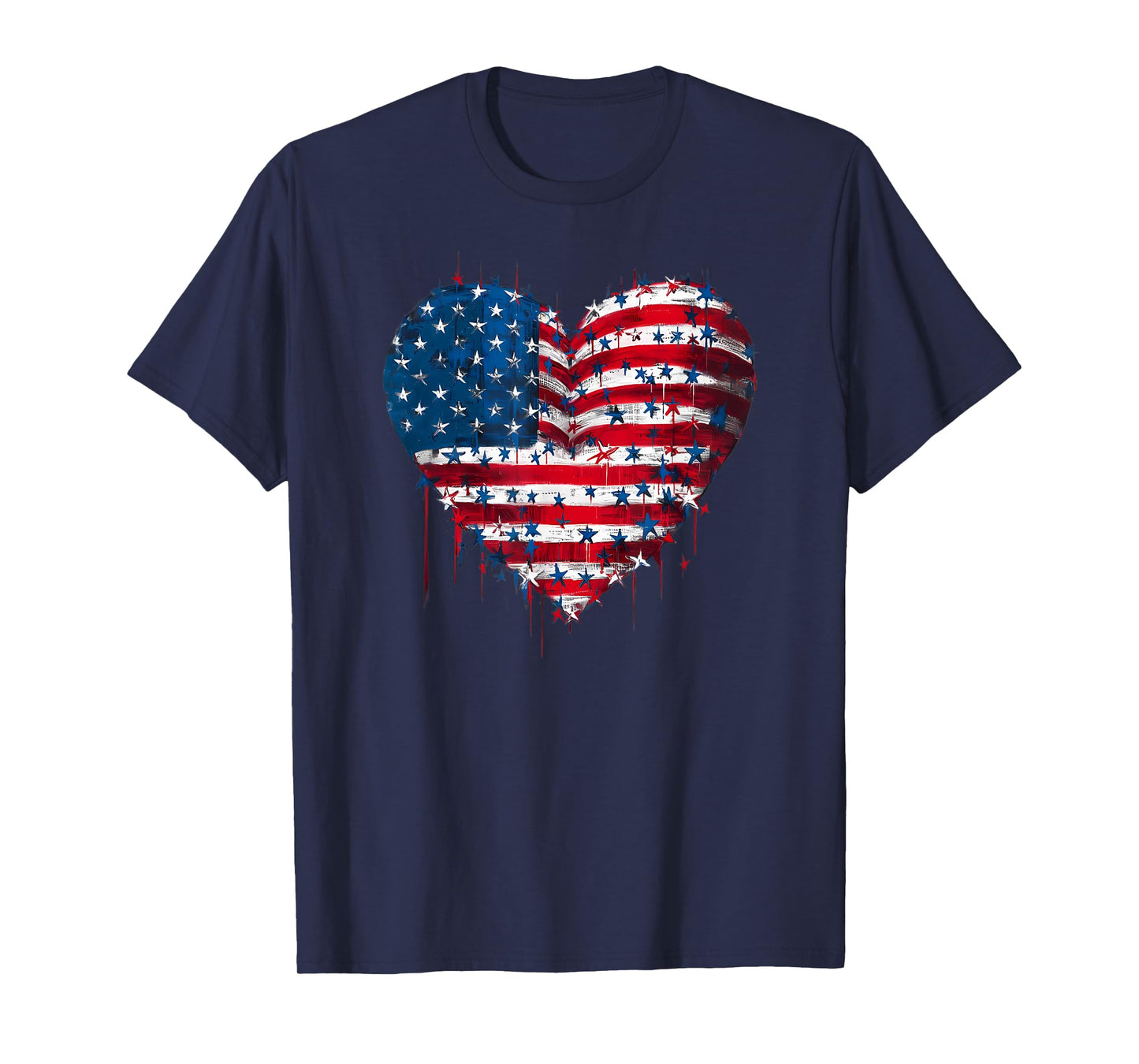 USA Flag Patriotic American Heart Armed Forces 4th of July T-Shirt