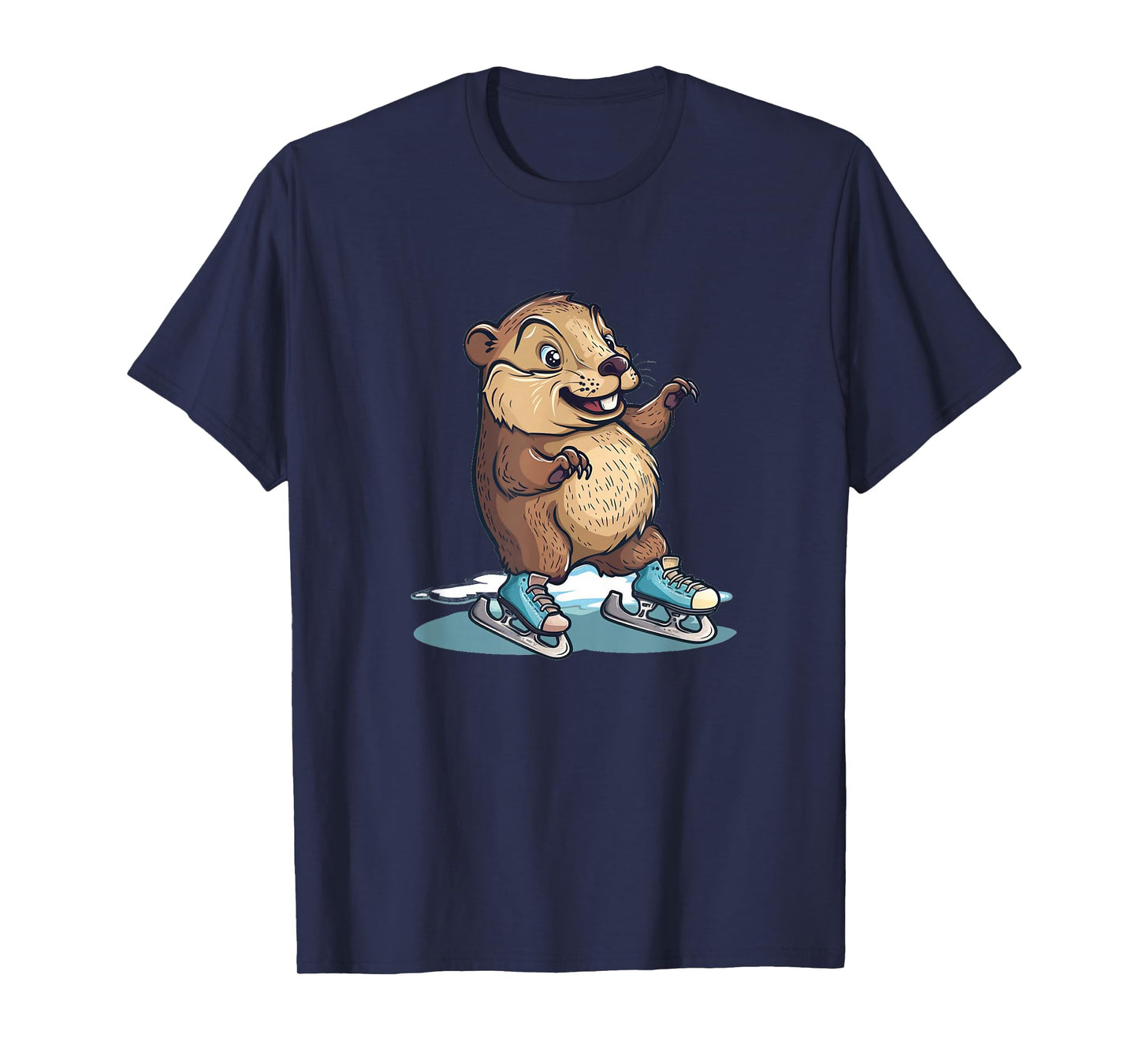Winter Skater Beaver Graphic for a Joyful Snow Day T-Shirt