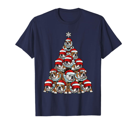 Dog Christmas Outfit, Bulldog Christmas Tree T-Shirt