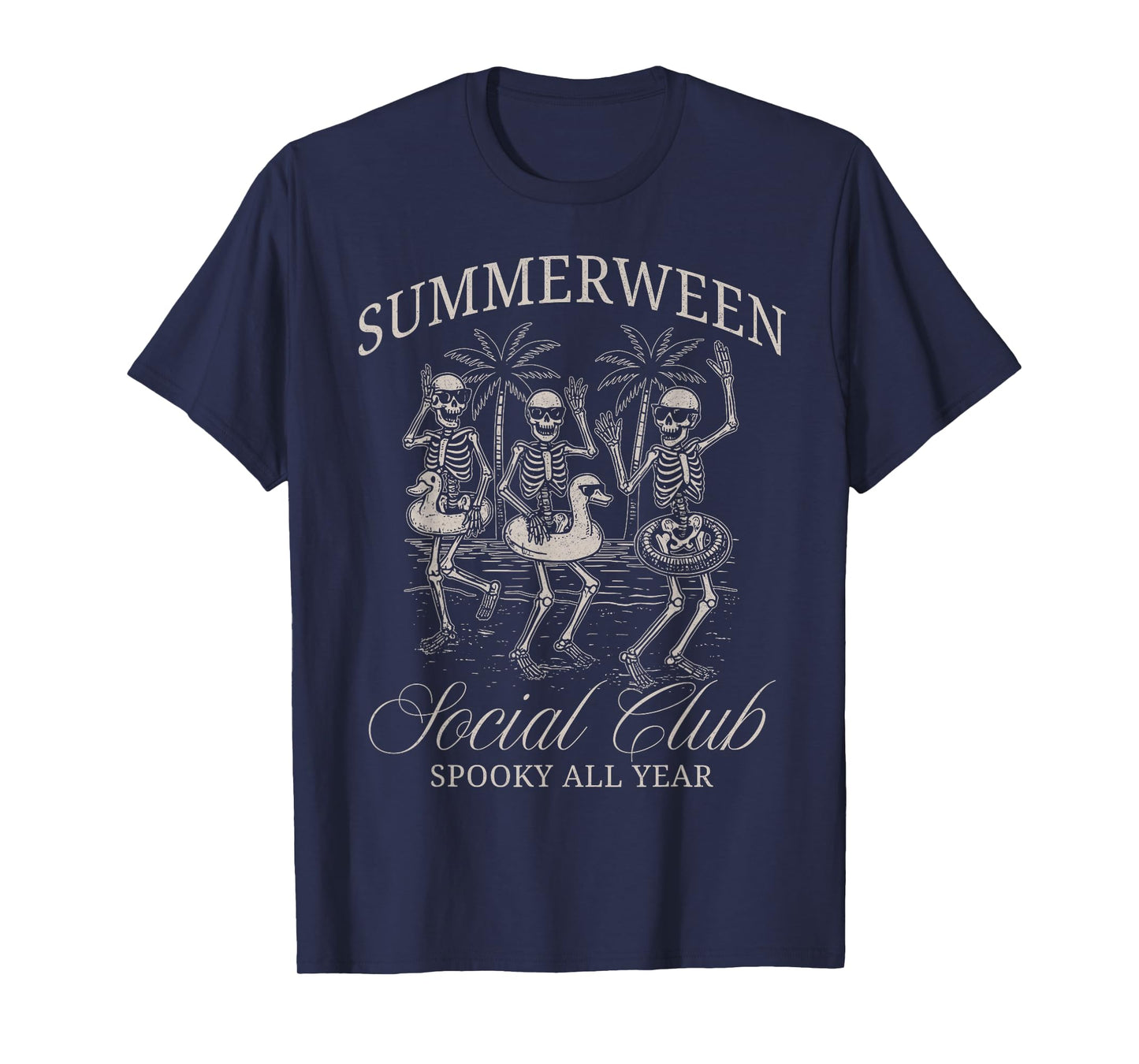 Summerween Social Club Skeleton Dancing Summer Halloween T-Shirt