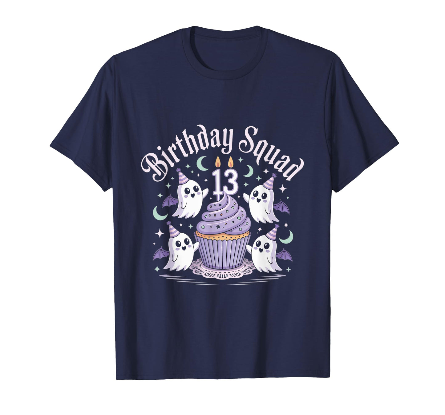 Birthday Squad 13th Pastel Ghost Cupcake Cute Halloween T-Shirt