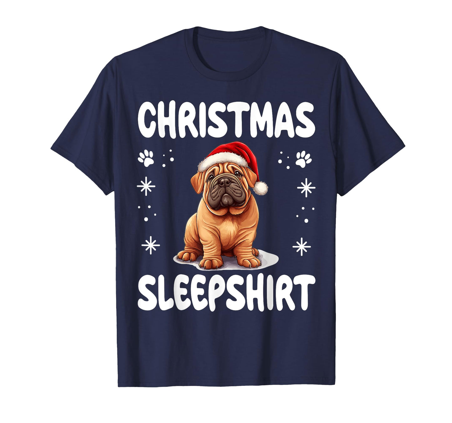 Chinese Shar-Pei Dog Nightgown Pajama Christmas Sleepshirt T-Shirt for Men Women Kids