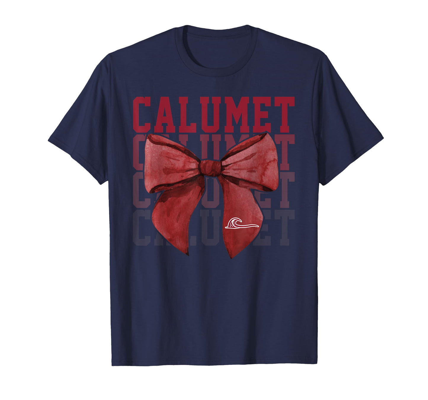 Calumet College Crimson Wave Bow Vintage Athletics Girls T-Shirt