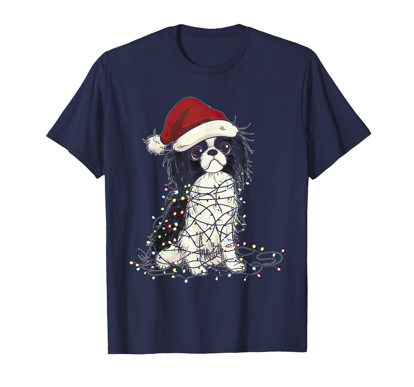 Funny Japanese Chin Christmas Graphics Dog Lights Lover T-Shirt