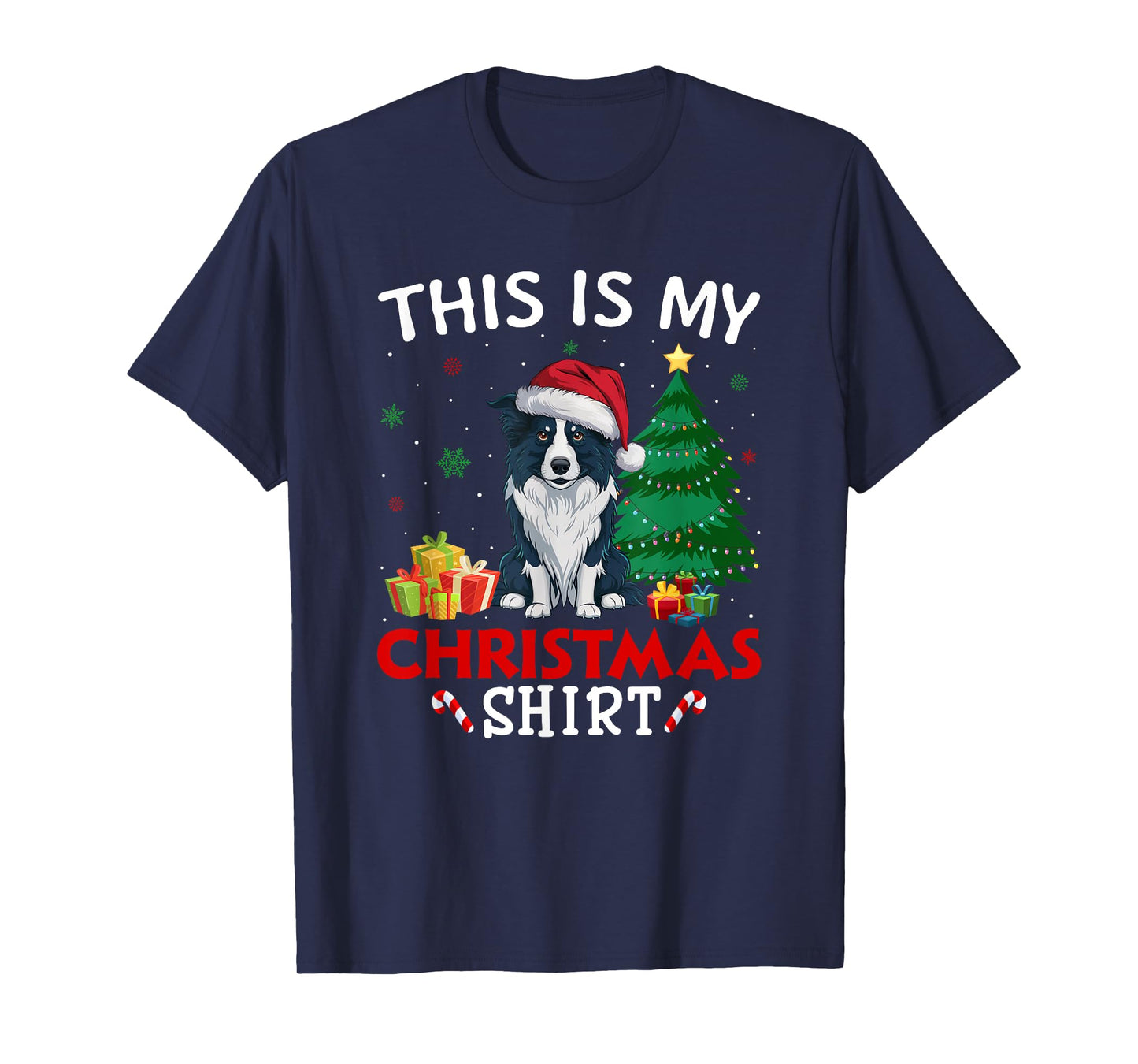 This is My Border Collie Dog Santa Hat Christmas Pajama T-Shirt