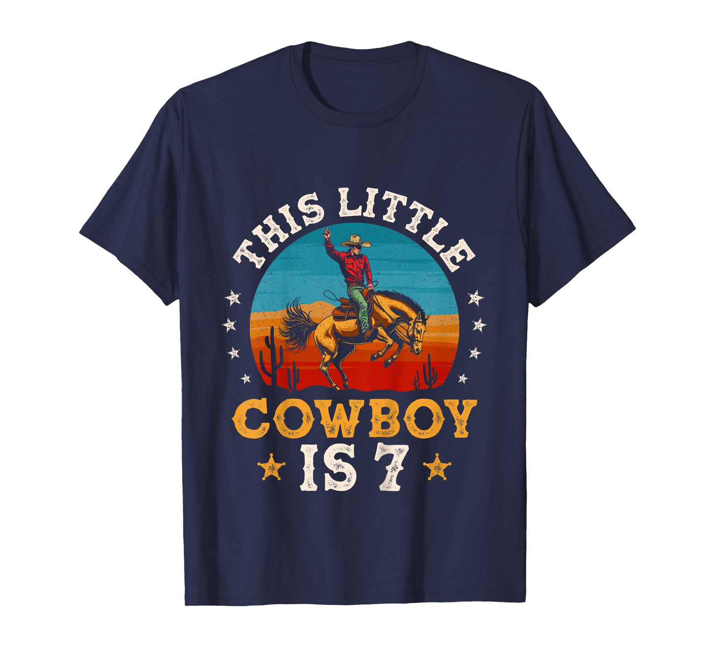 Kids Cowboy 7th Birthday Party 7 Year Old Boy Western Rodeo Horse T-Shirt