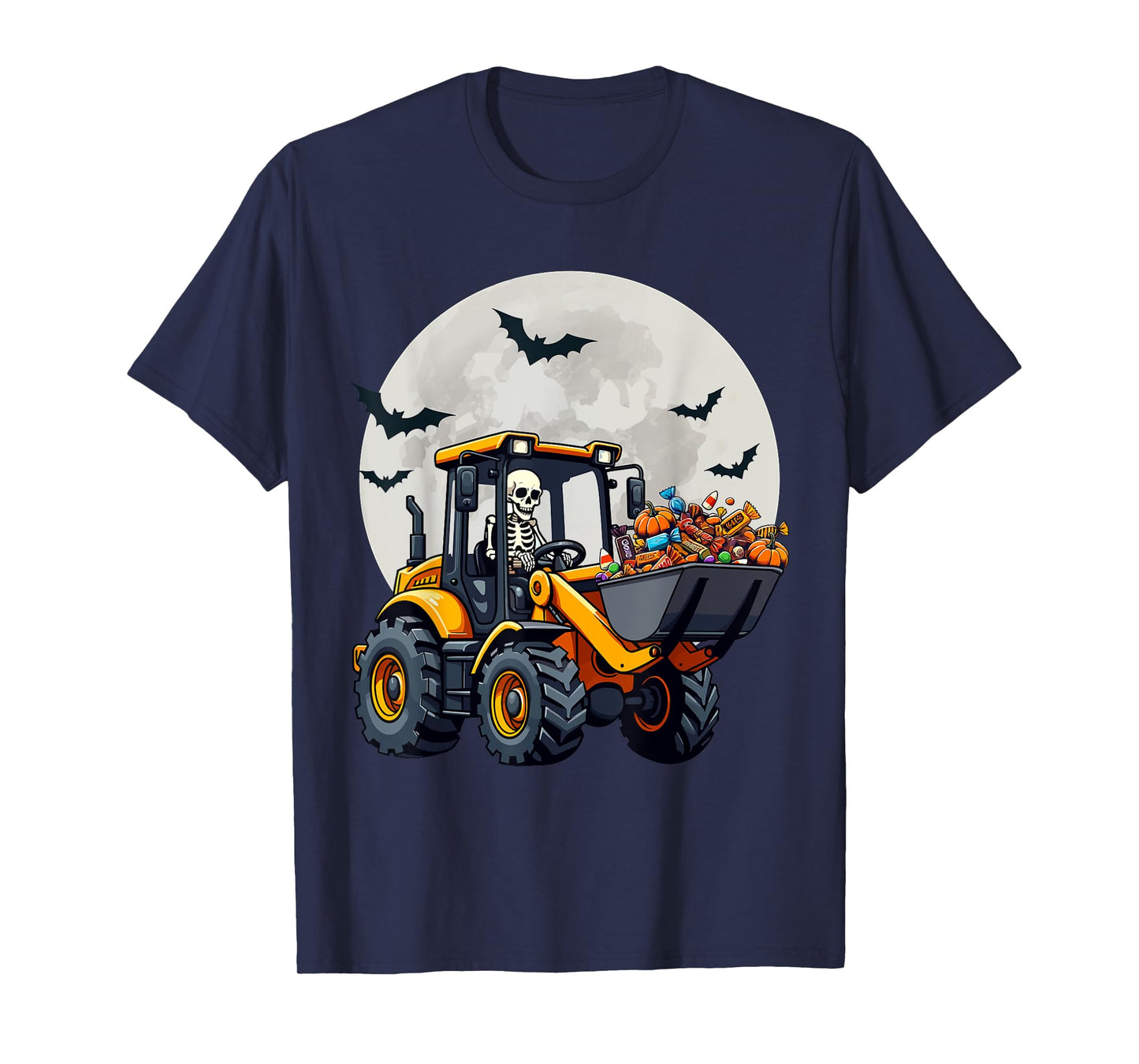 Skeleton Driving Candy Loader Kids Halloween Truck Costume T-Shirt