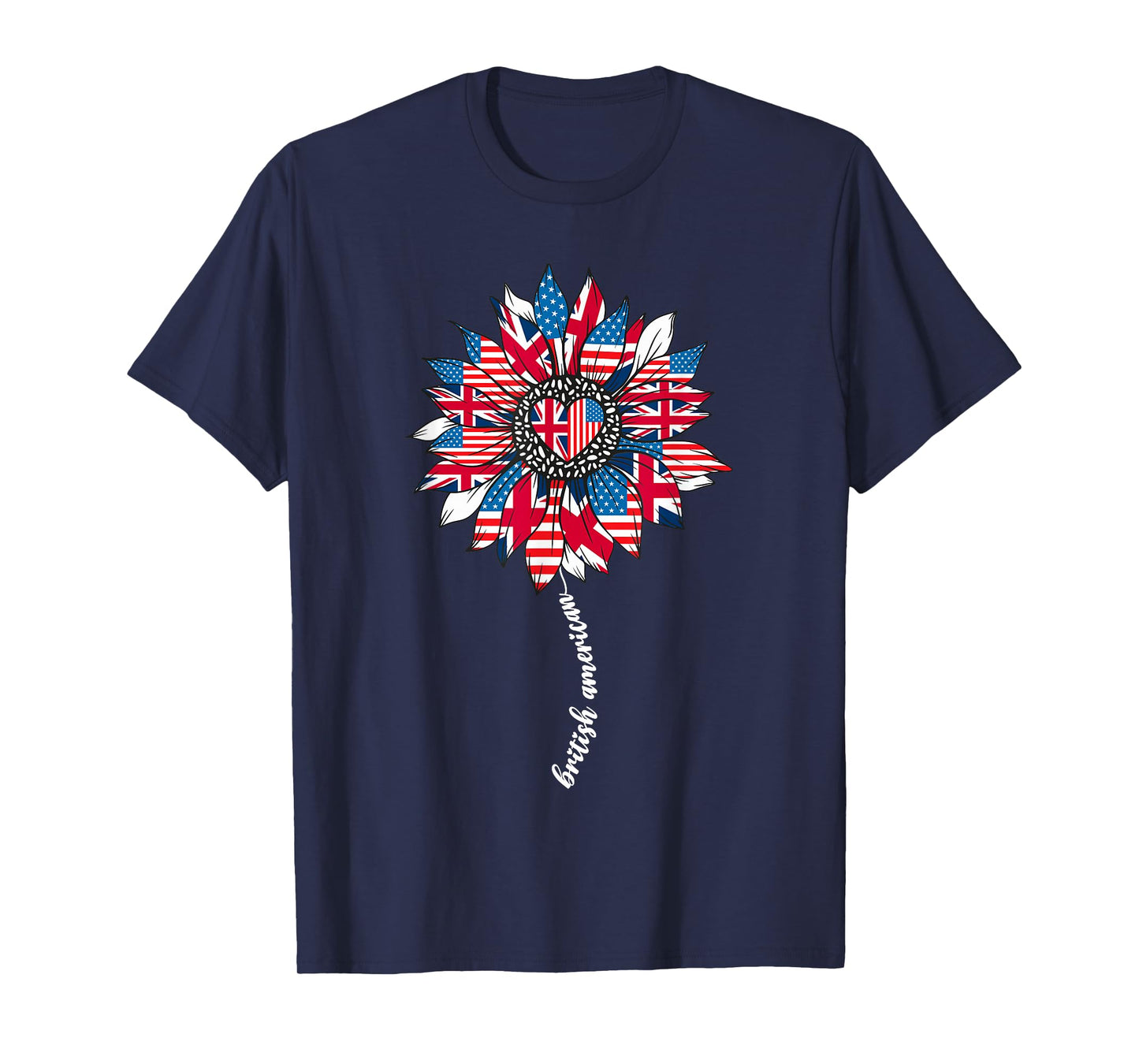 Half American And British America Great Britain UK USA Flag T-Shirt