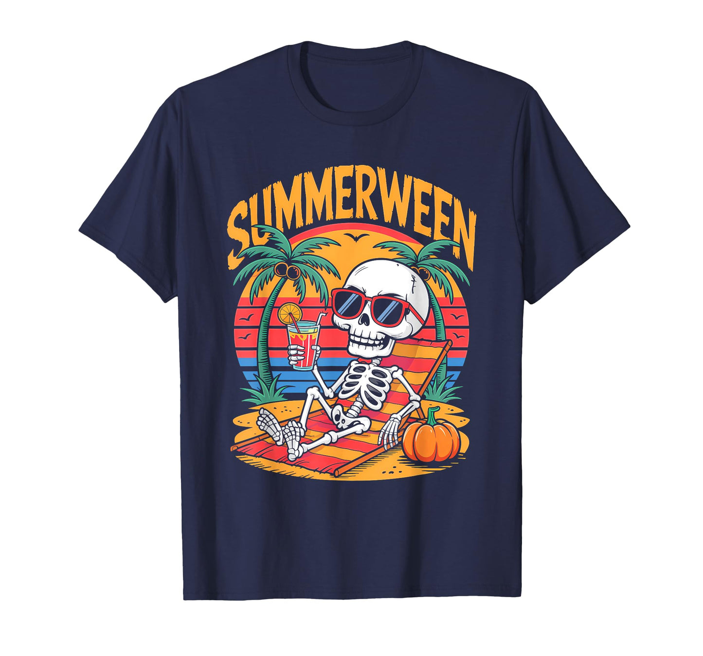 Cute Summerween Ghost Funny Beach Halloween T-Shirt