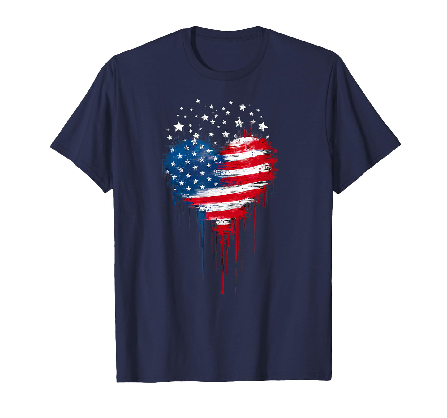 USA Flag Patriotic American Heart Armed Forces 4th of July T-Shirt