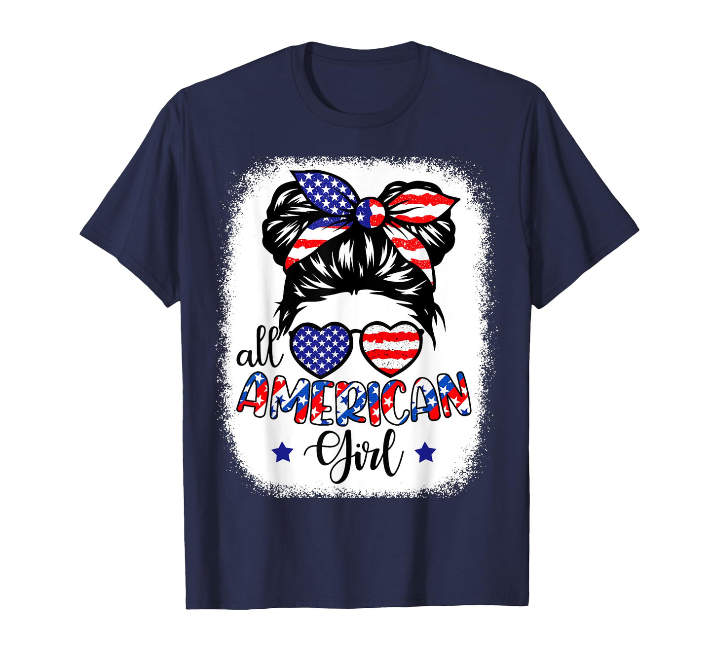 All American Girl Shirt USA Flag 4th July Women Kids Patriot T-Shirt