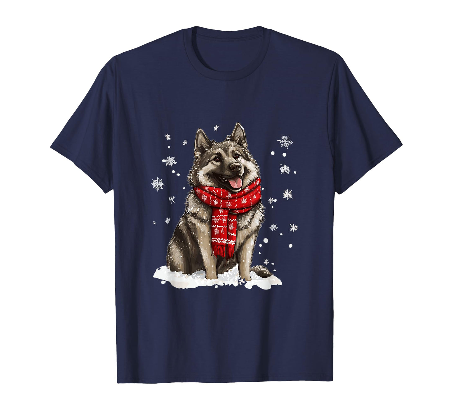 Cute Norwegian Elkhound Dog Christmas Merry X-mas Graphic T-Shirt