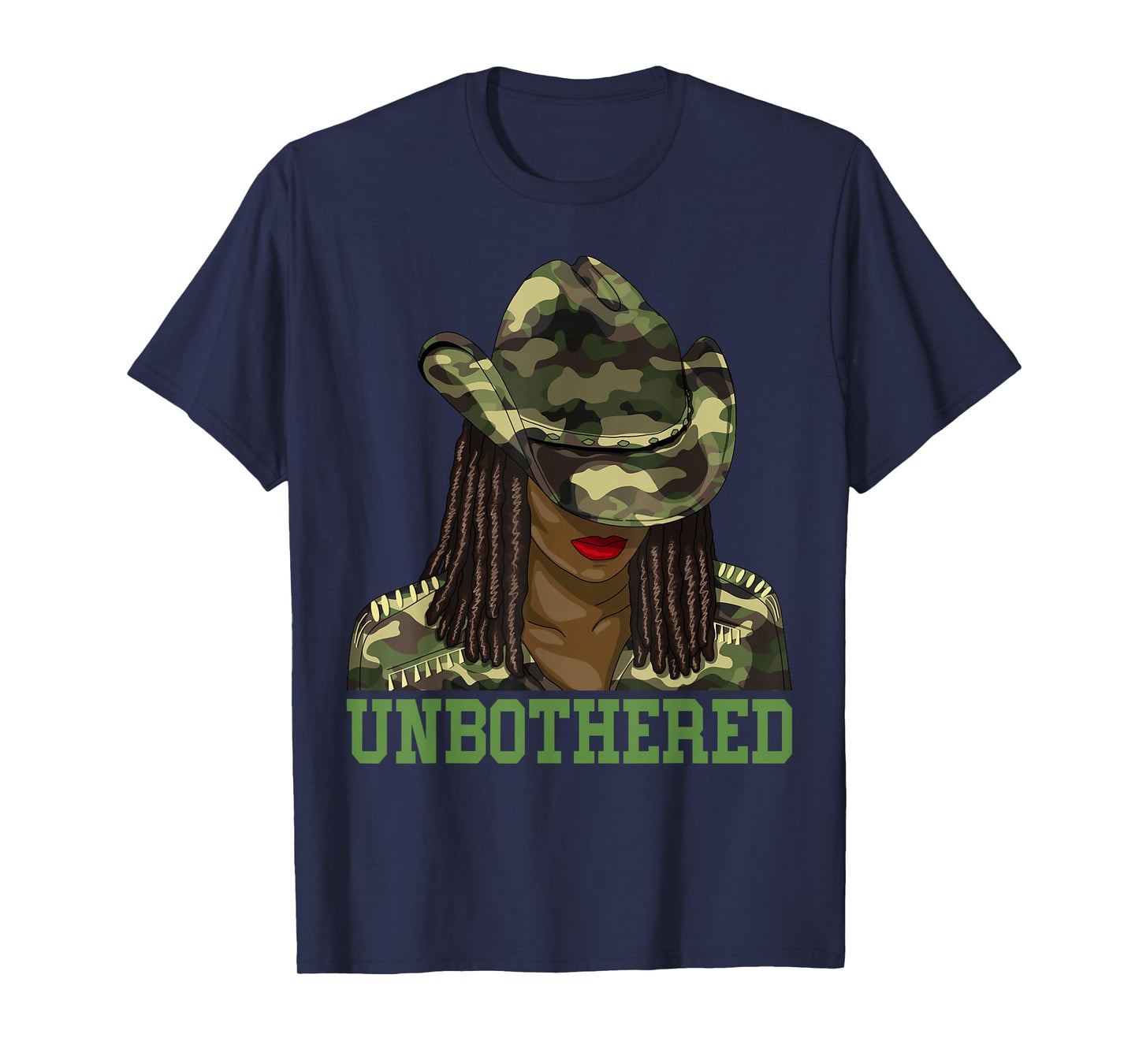 Unbothered Western Black Cowgirl Camouflage Black Women T-Shirt