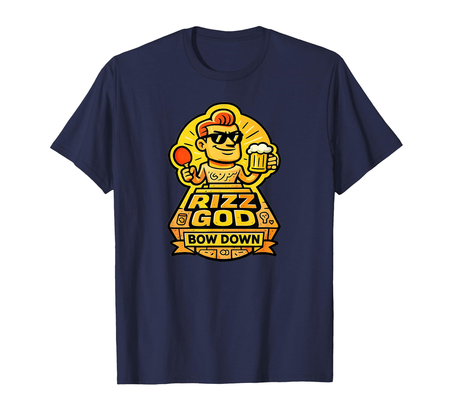 Rizz God Bow Down Ping Pong Beer Lovers Idea T-Shirt