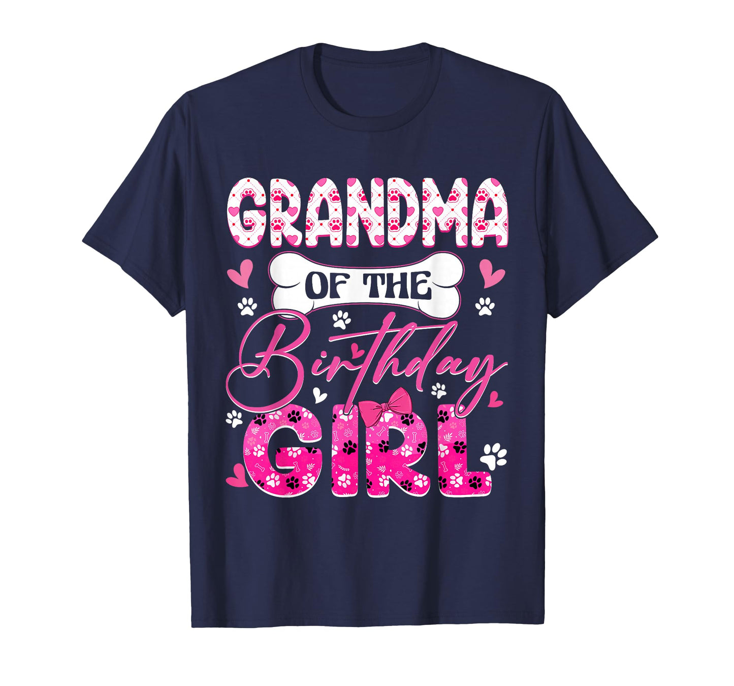 Grandma Of The Birthday Girl Dogs Paw Theme Family Party T-Shirt
