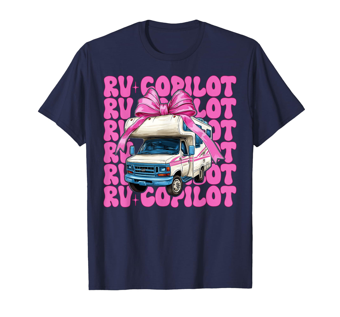 RV Copilot RV Camping Camper Motorhome Girl Mom Coquette Bow T-Shirt
