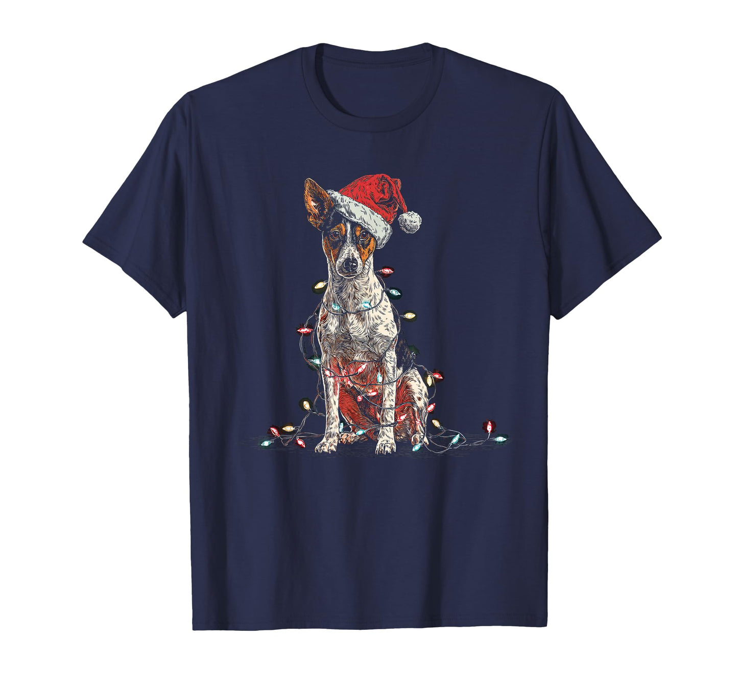 Funny Rat Terrier Christmas Graphics Dog Lights Lover T-Shirt