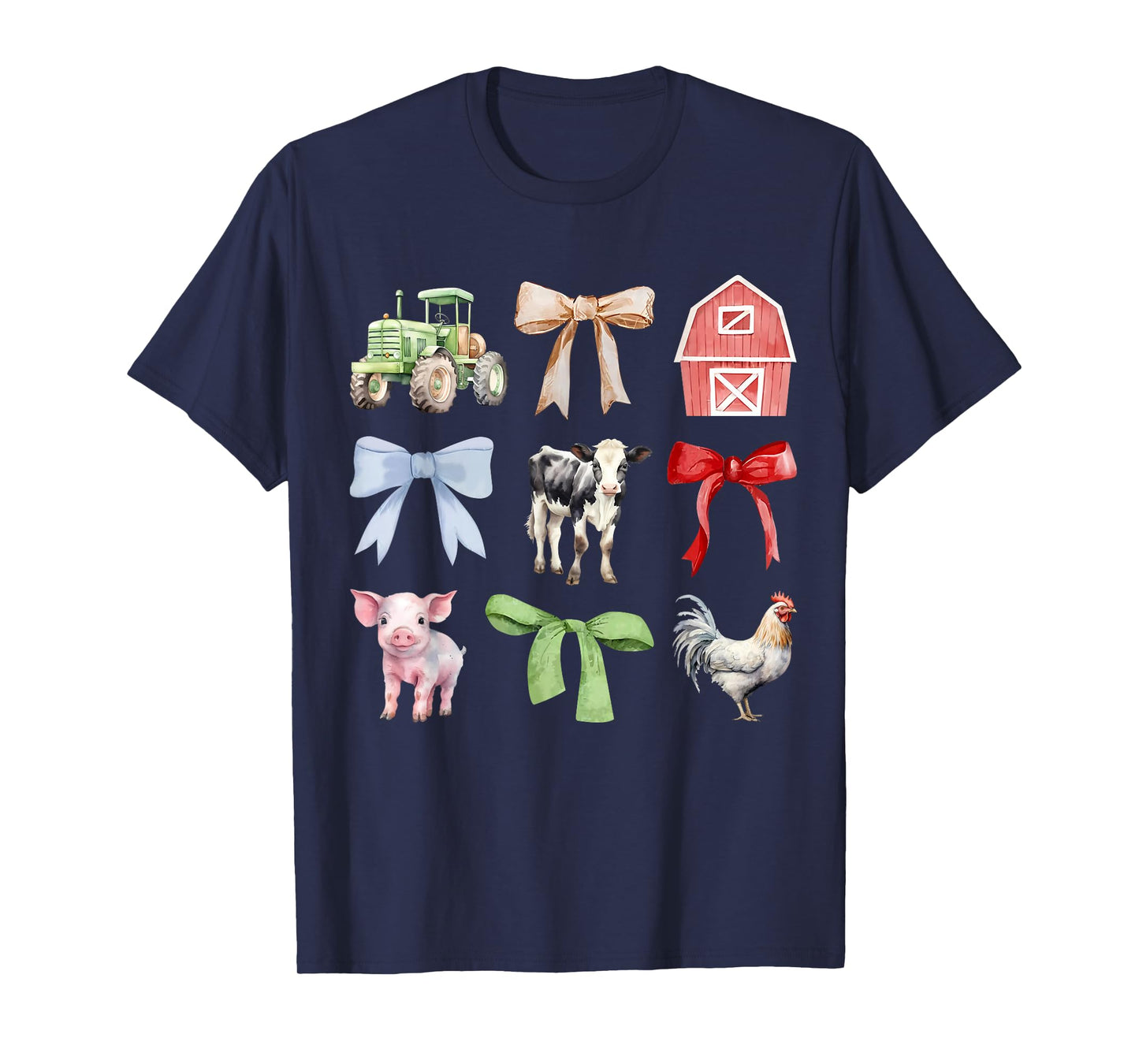 Cute Farm Animals Cow Pig Chicken Coquette Farmer Country T-Shirt