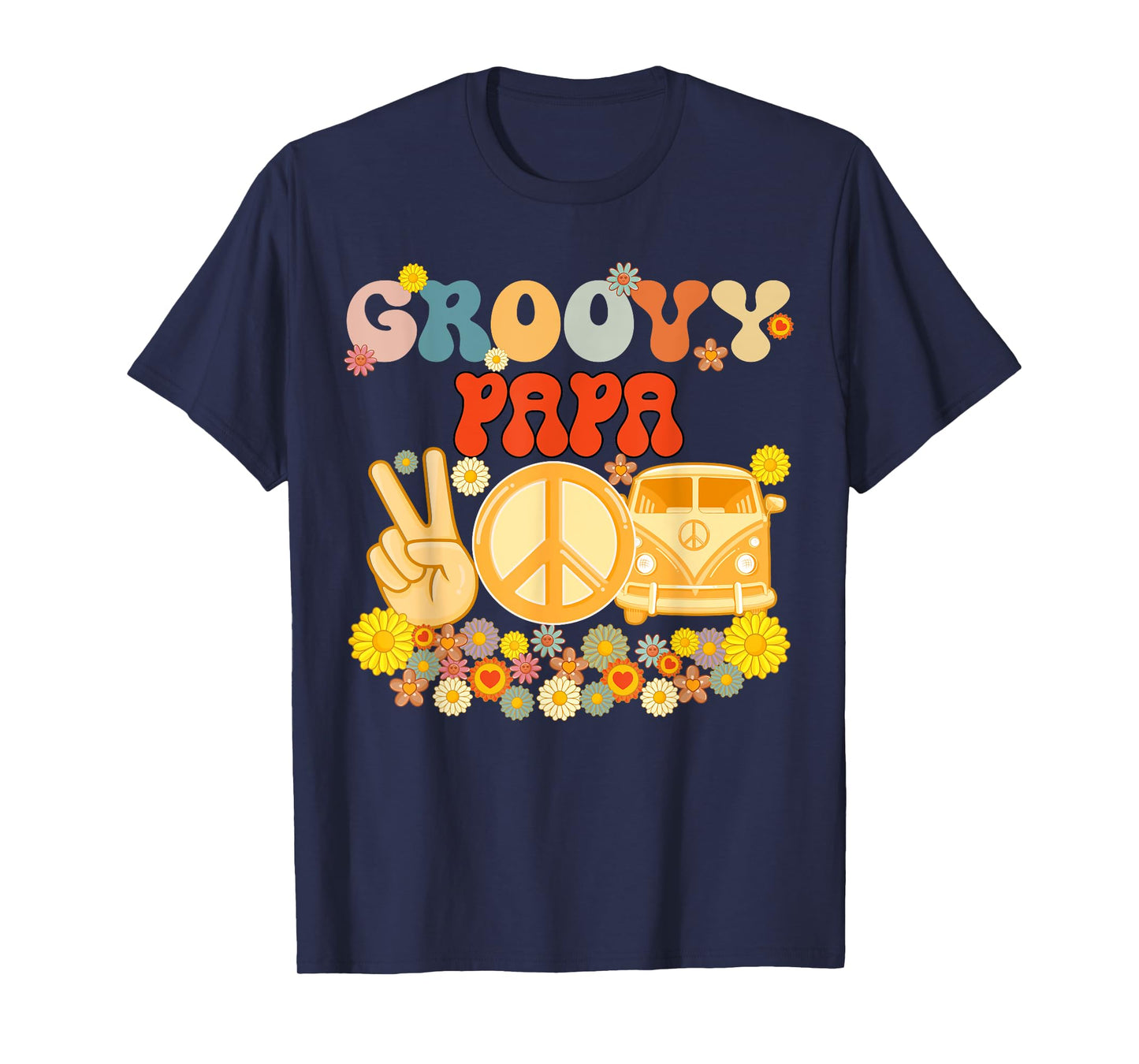 Groovy Papa Retro Matching Family Baby Shower Father's Day T-Shirt
