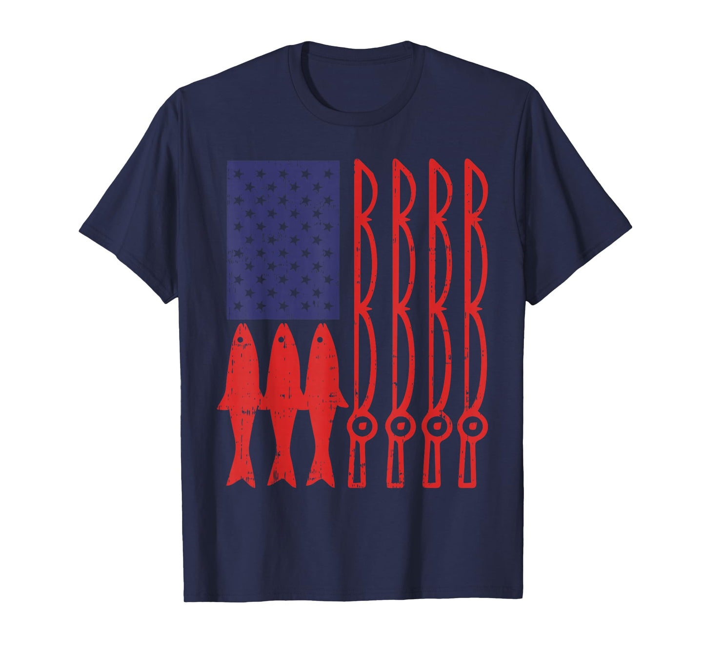 USA American Flag Fishing Rod Patriot Fisherman Dad Gift T-Shirt