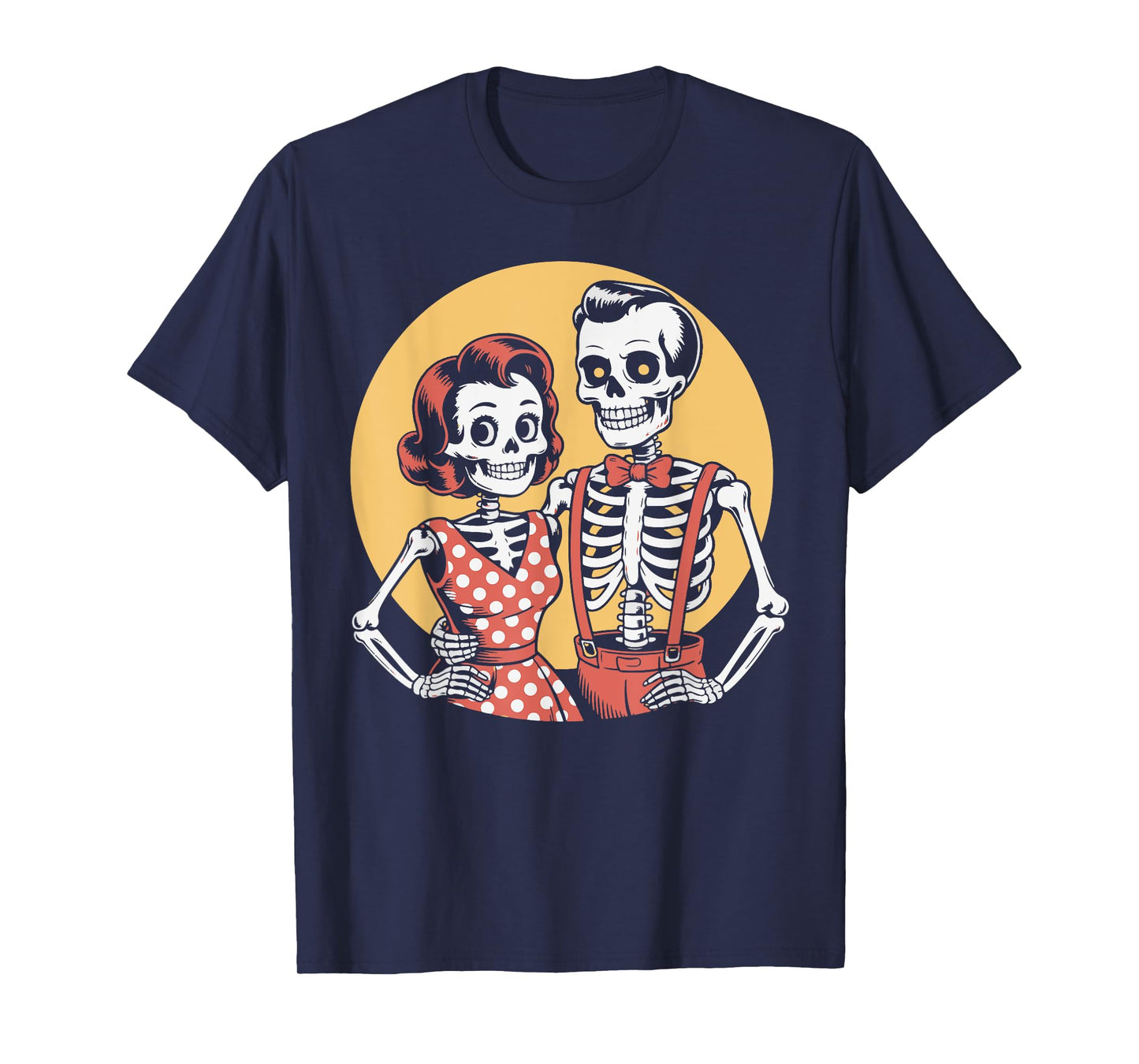 Vintage Halloween Skeleton Couple in Love Spooky Romance T-Shirt