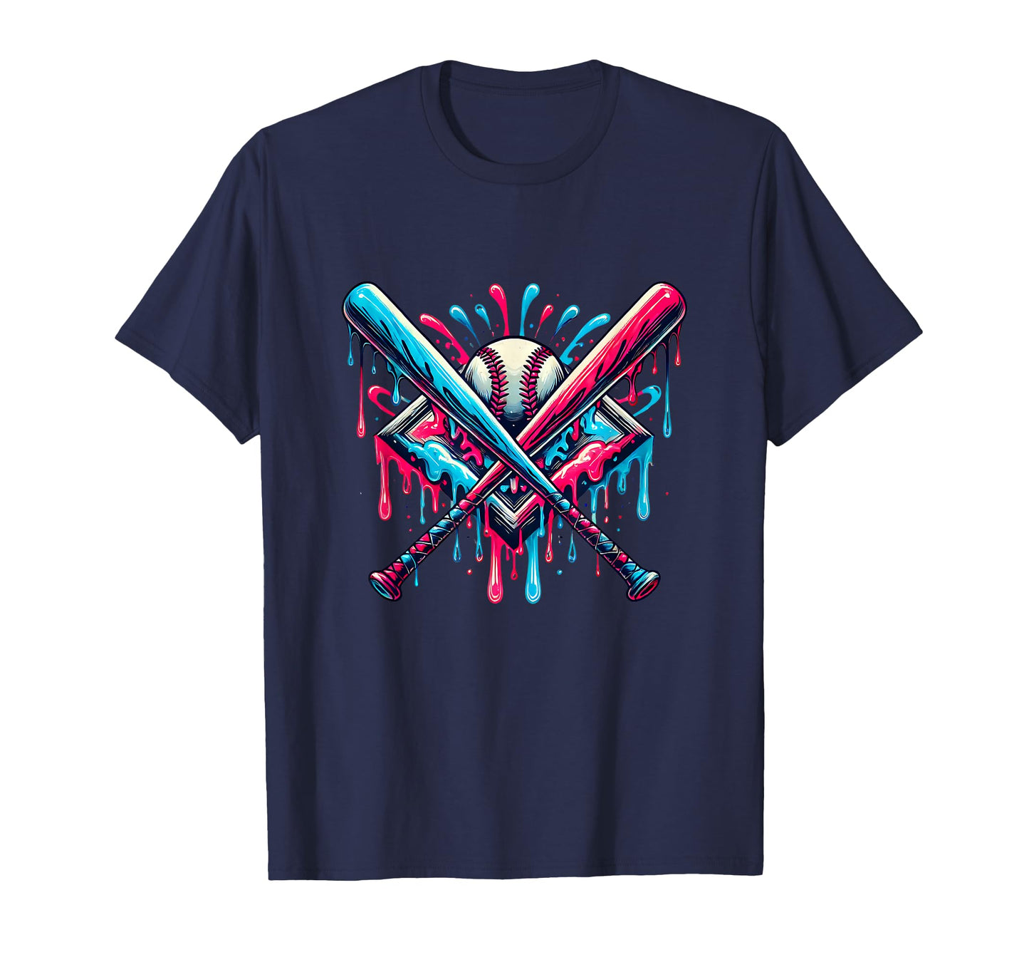Baseball Home Plate Ice Cream Drip Sprinkles Drip T-Shirt