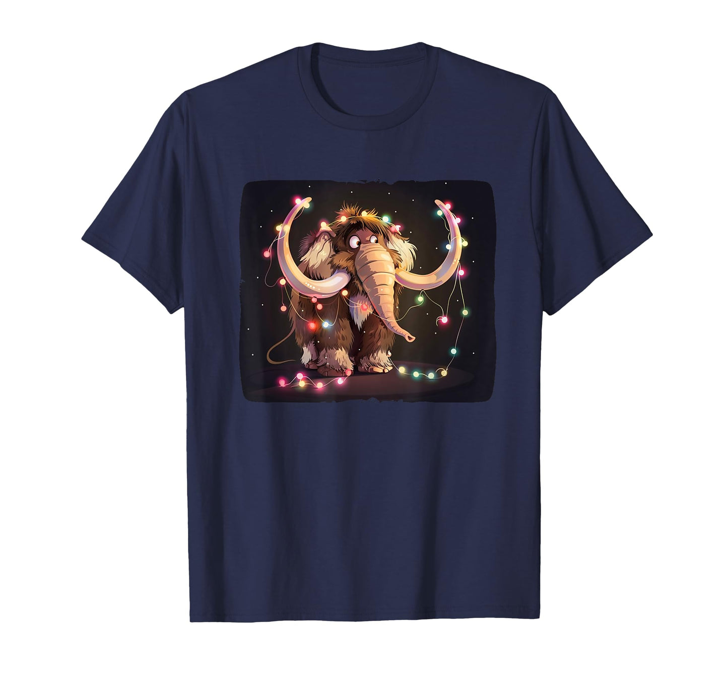 Radiant Mammoth with String Lights for a Cheerful Vibe T-Shirt