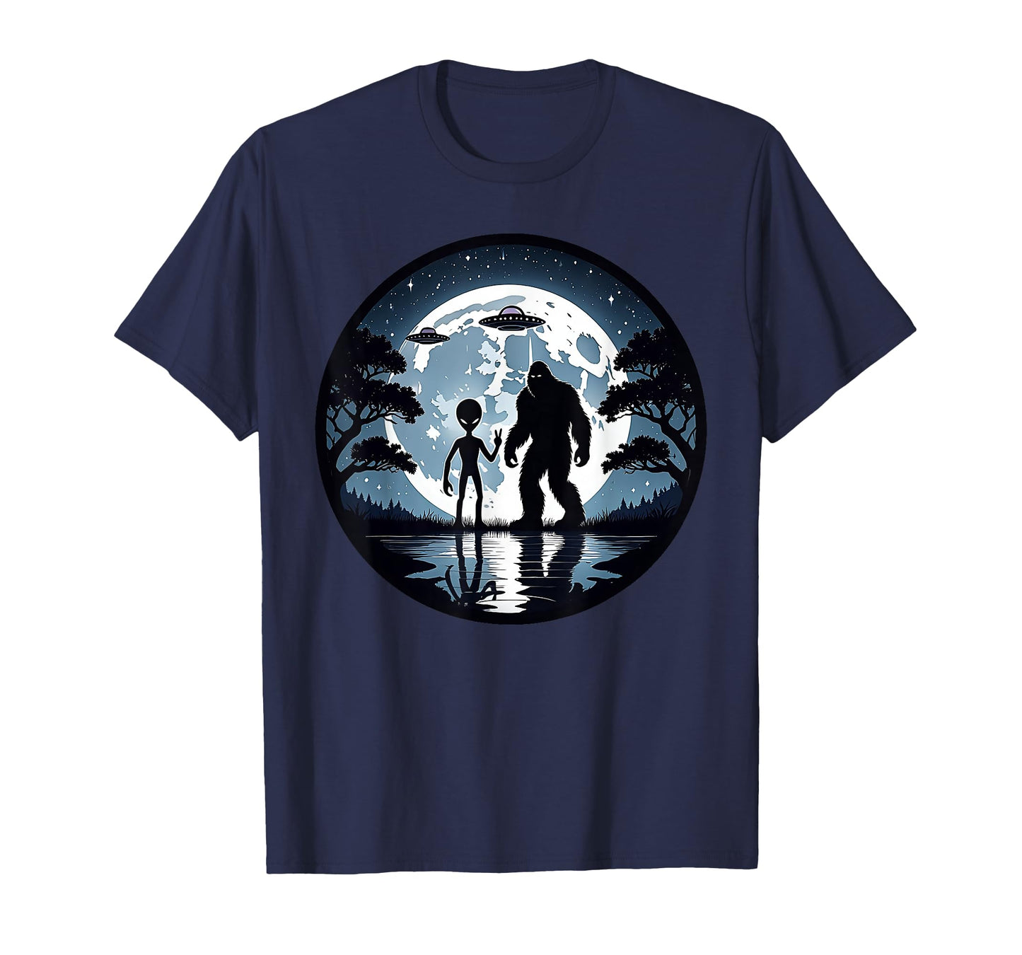Alien Bigfoot Moon Sasquatch UFO Extraterrestrial Men women T-Shirt