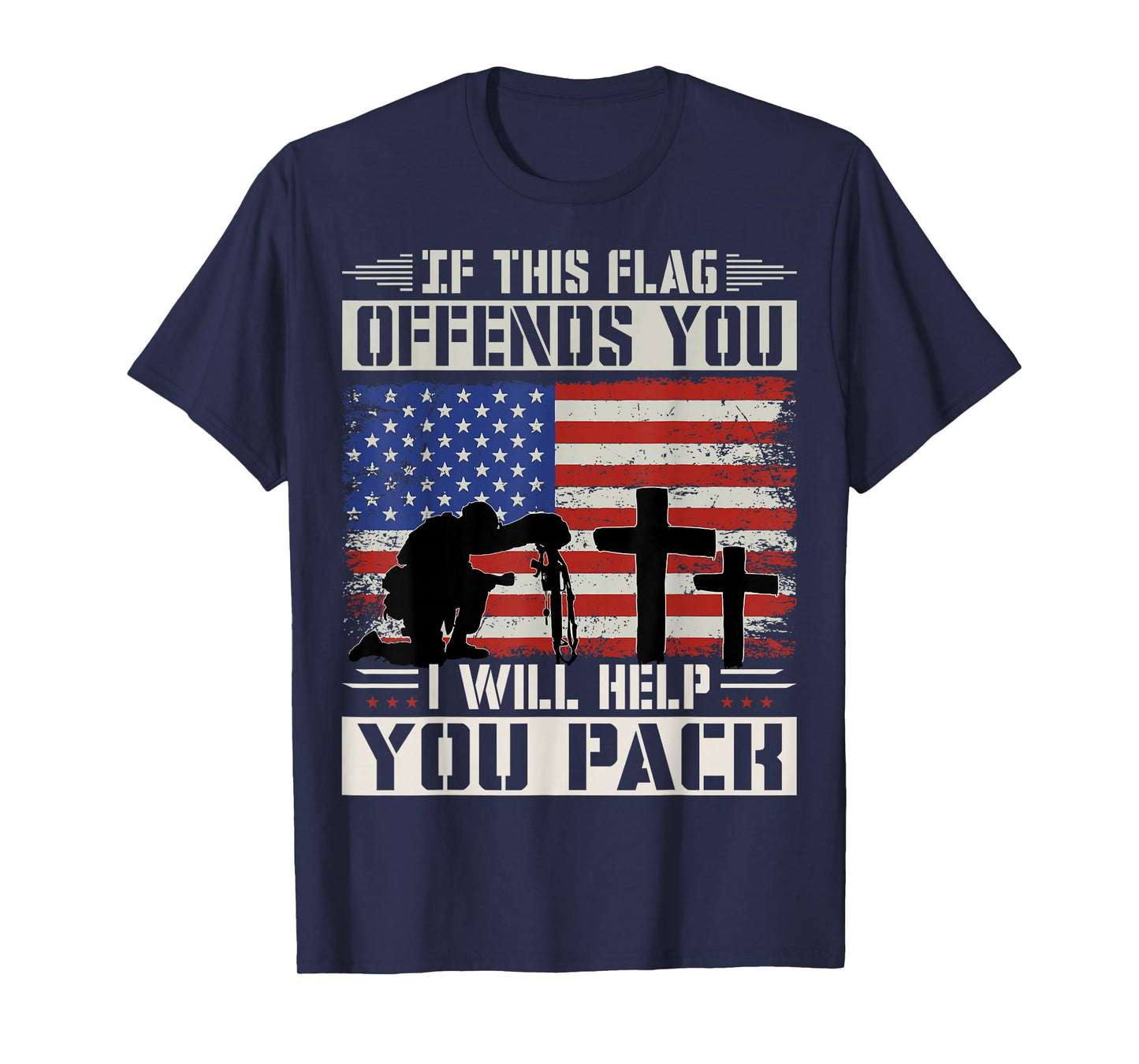 If This Flag Offends You I'll Help You Pack US Flag T-Shirt
