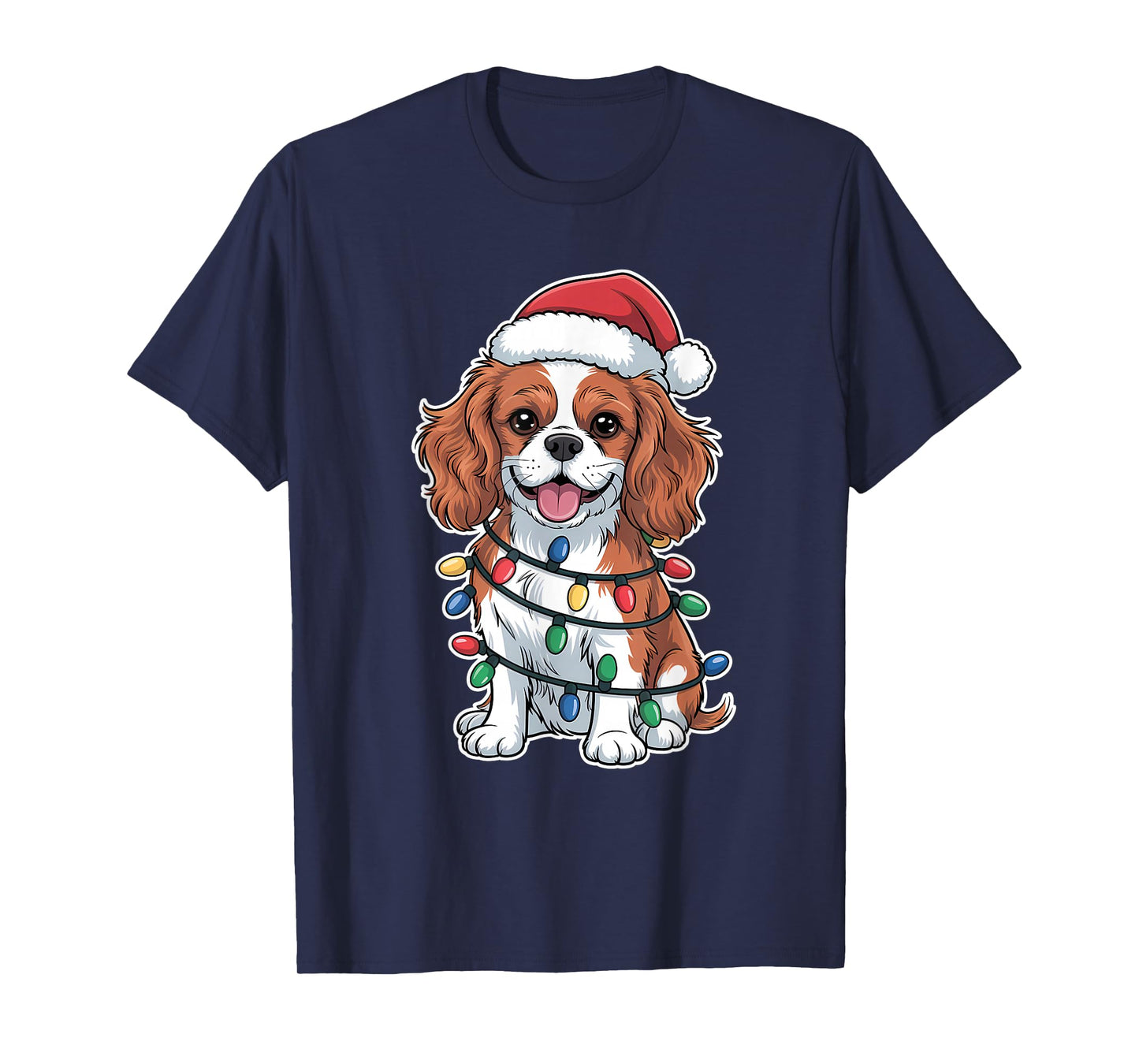 Cavalier King Charles Spaniel Wrapped in Christmas Lights T-Shirt